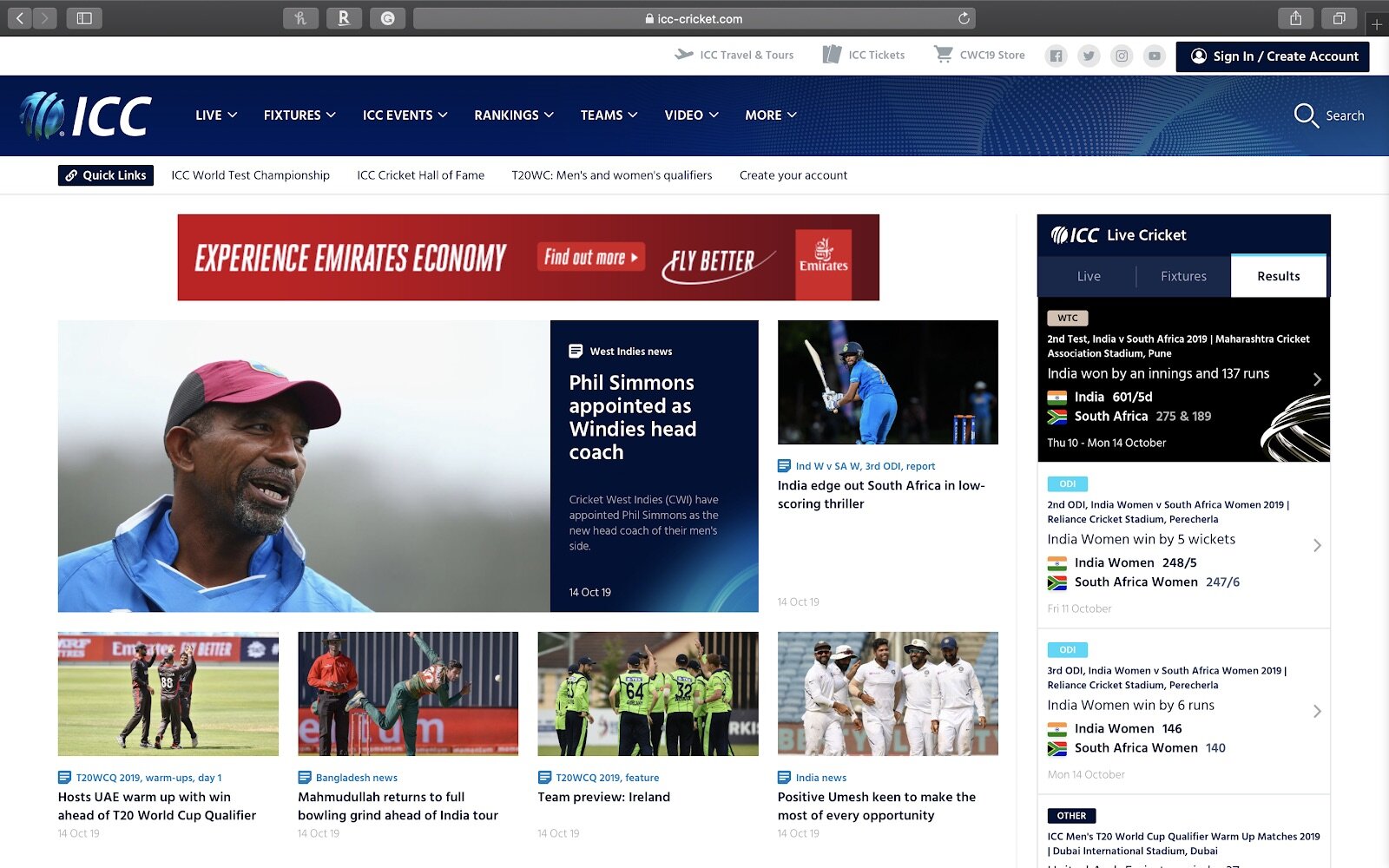 Official International Cricket Council Website