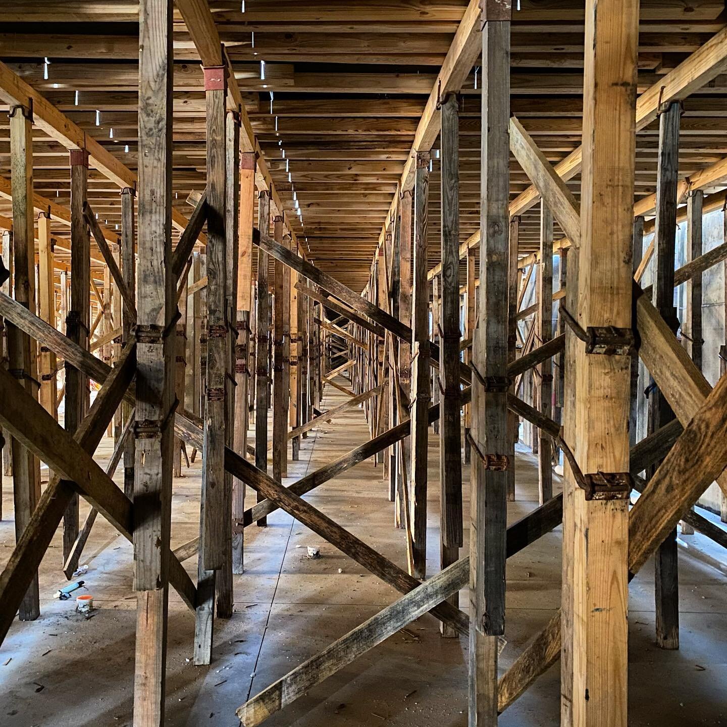 Shoring for days under this post-tension podium slab at Madison Apartment in Memphis, Tennessee