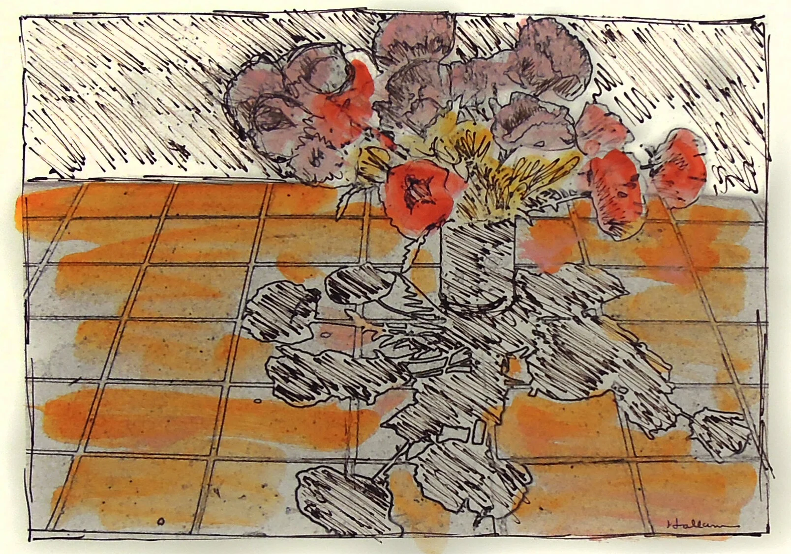 Beverly Hallam, Study for Pink and Red Poppies (2007)
