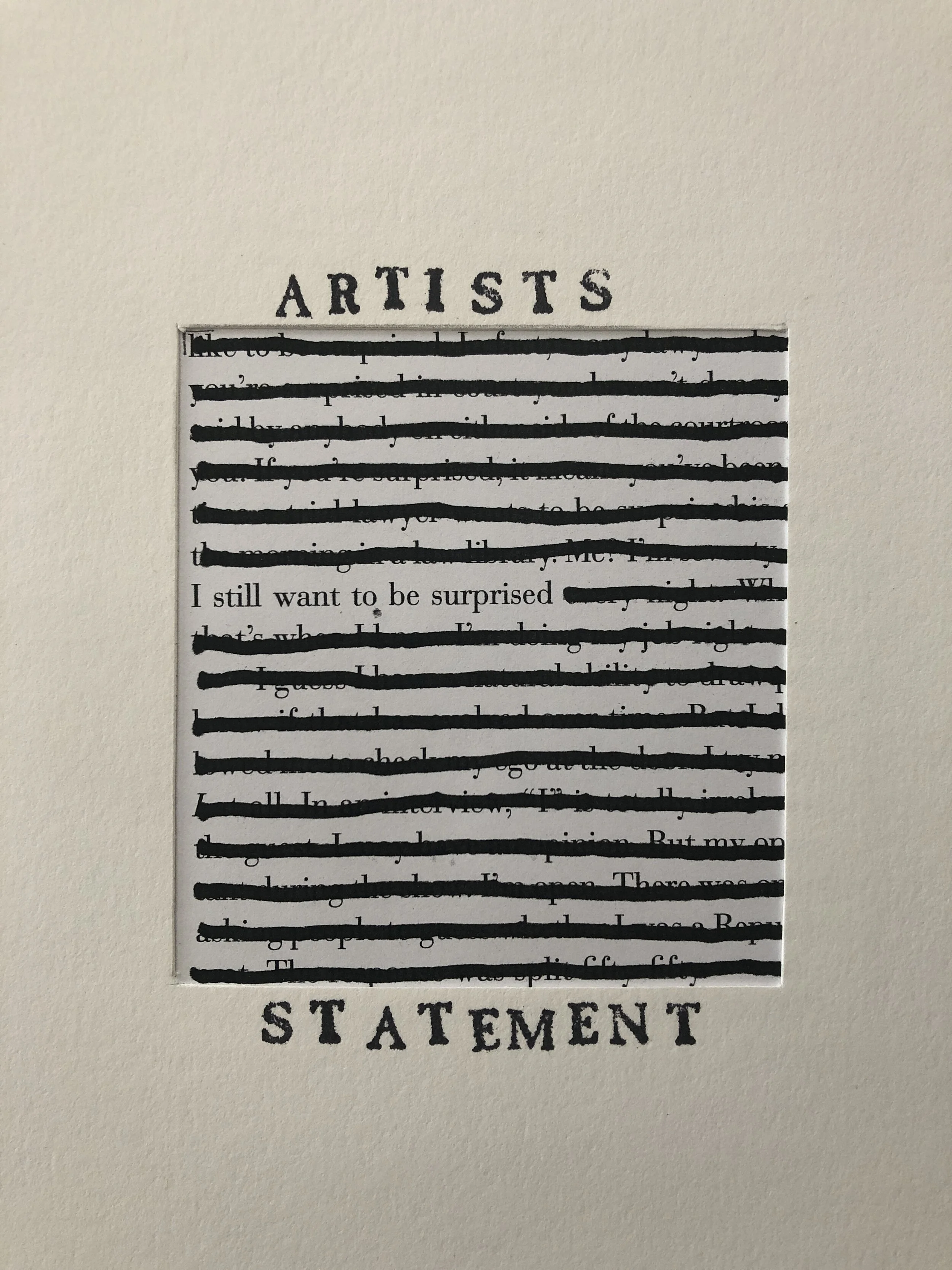 Stuart Kestenbaum, Artist’s Statement 