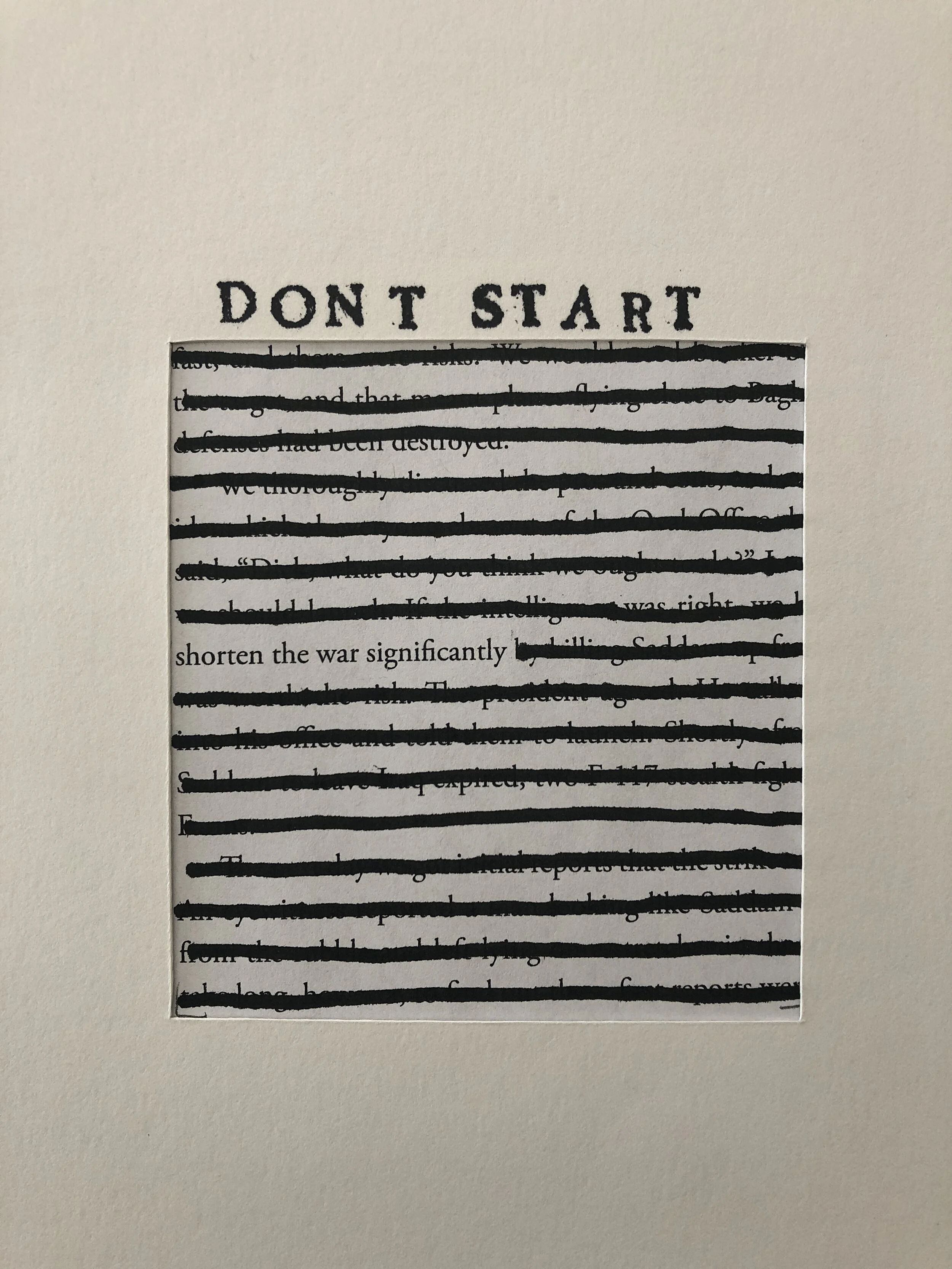 Stuart Kestenbaum, Don’t Start 