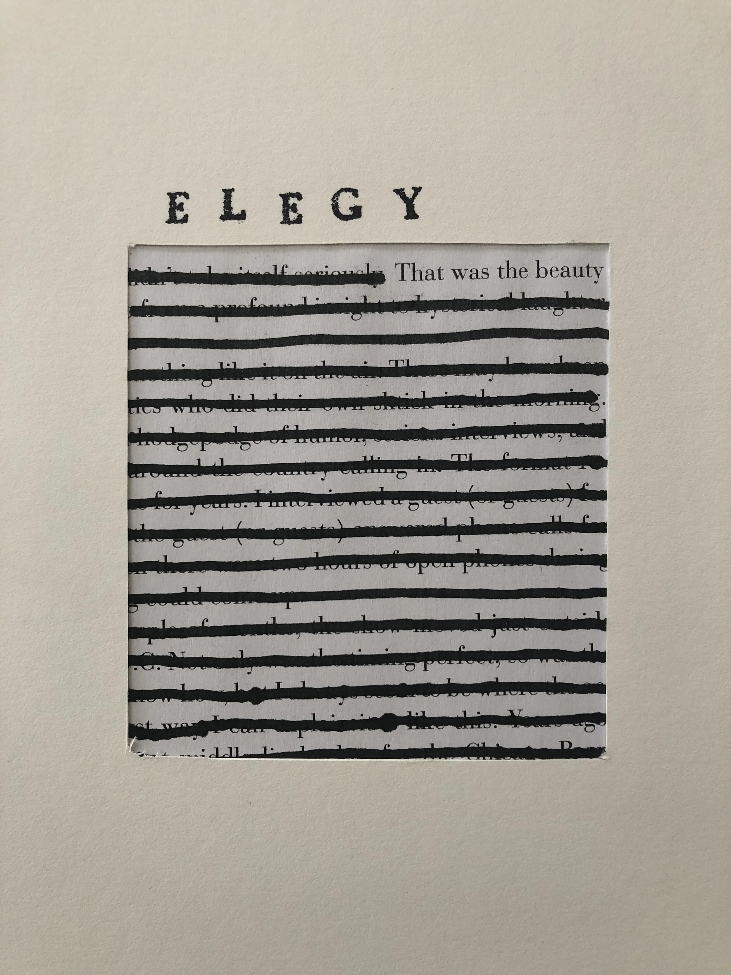 Stuart Kestenbaum, Elegy 