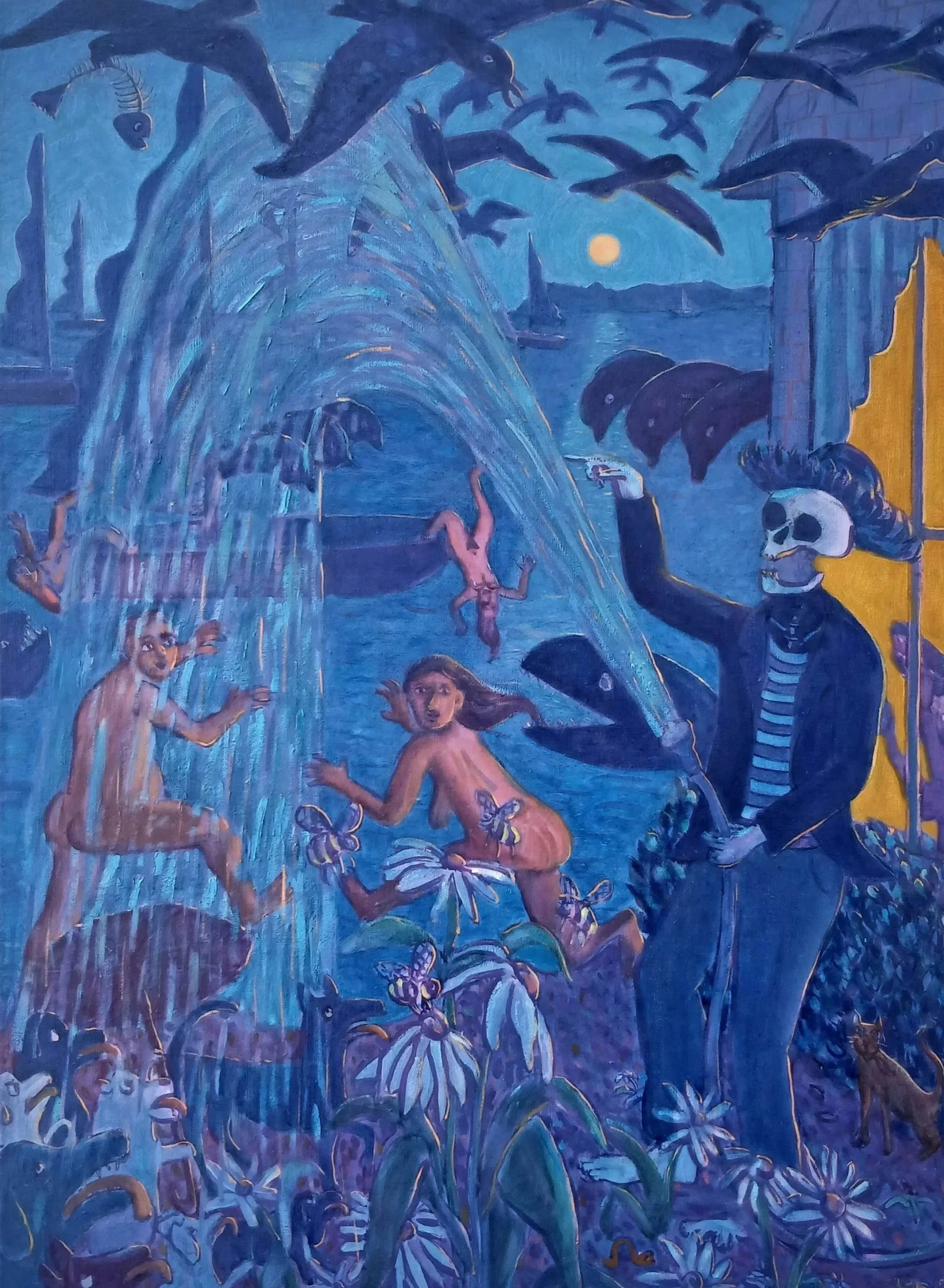 Watering Flowers at Night (2024)