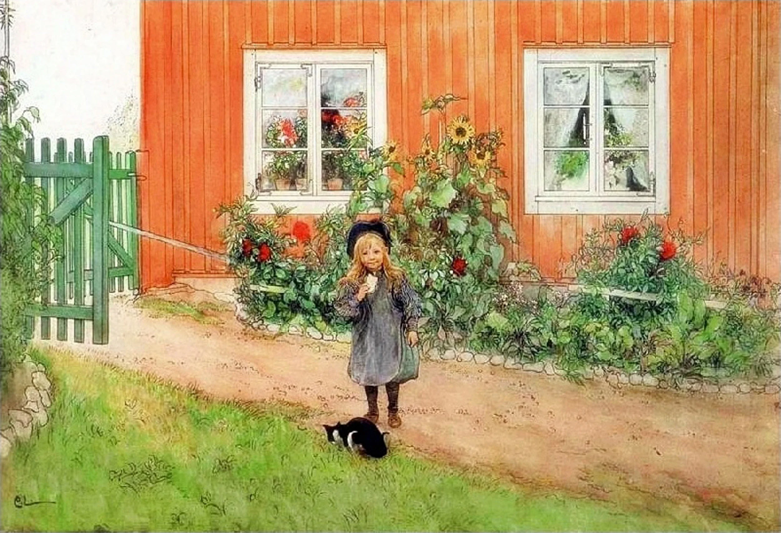 Carl Larsson | Brita With A Cat And A Sandwich.jpeg