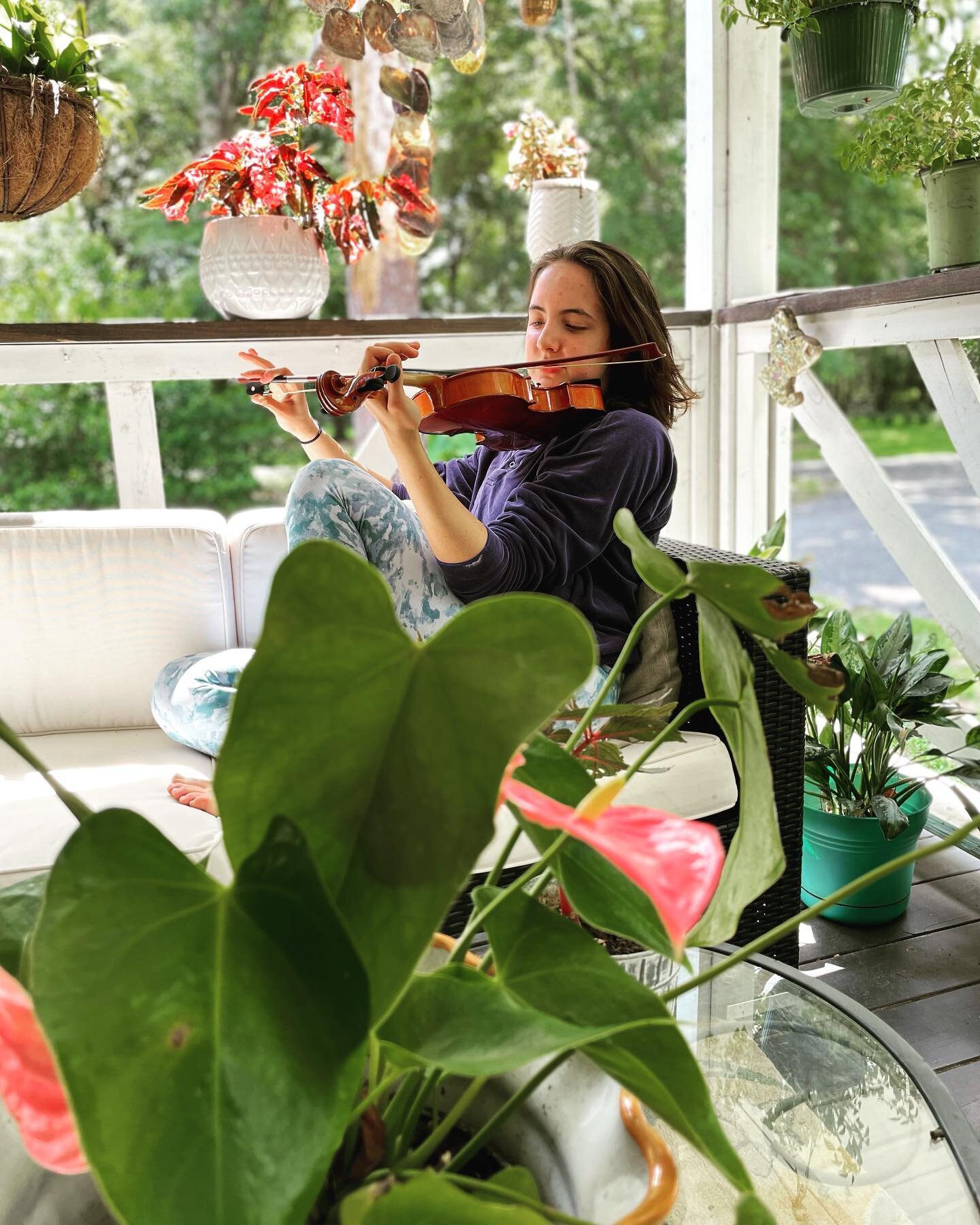 It&rsquo;s a beautiful day for a front porch practice. #aliviahuntermusic 
.
.
.
.
.
#aliviahunter #singersongwriter #folkmusic #stillabeginner #girlswhosing #fiddle