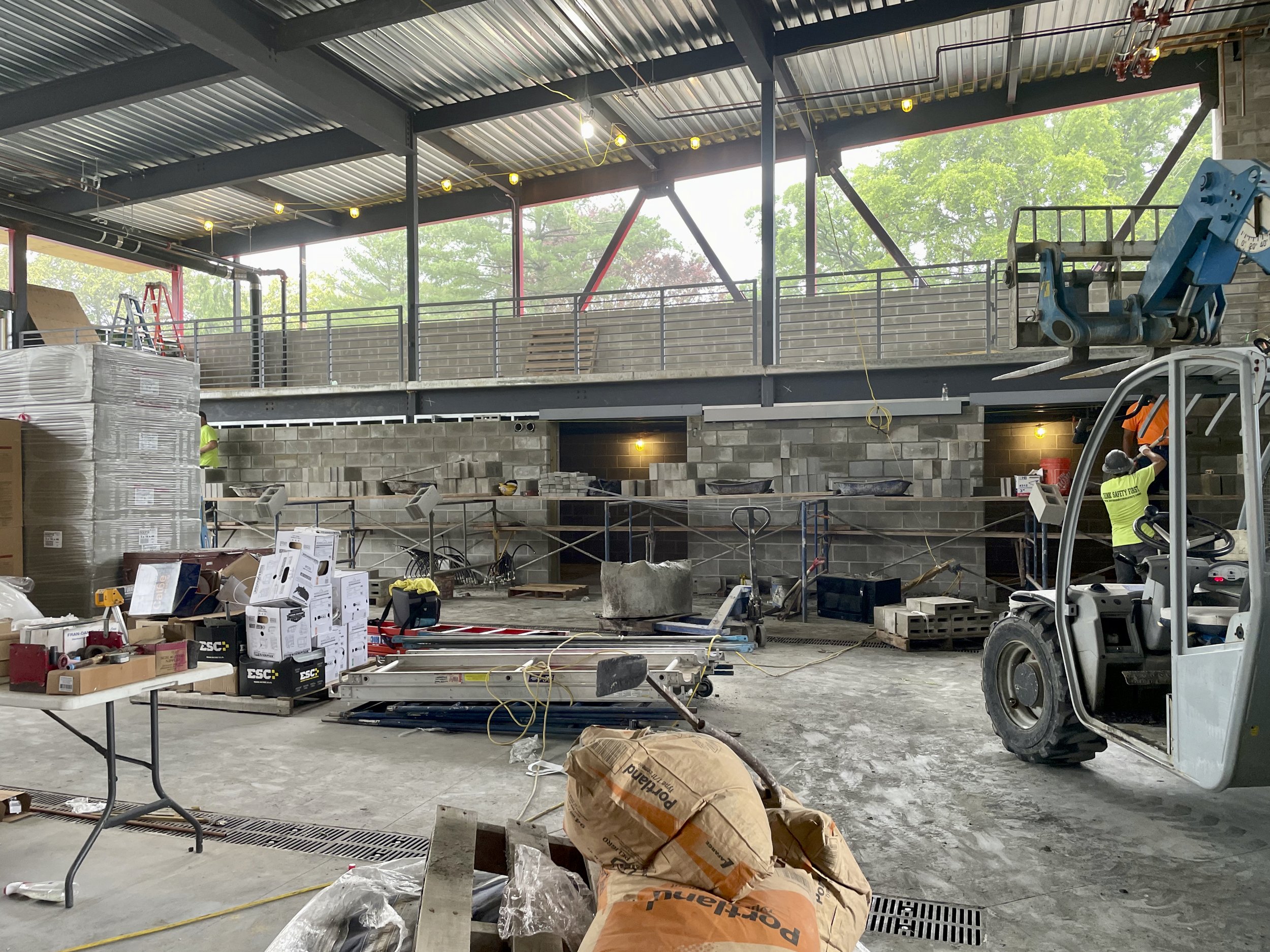 July 3, 2023 - Masons working inside