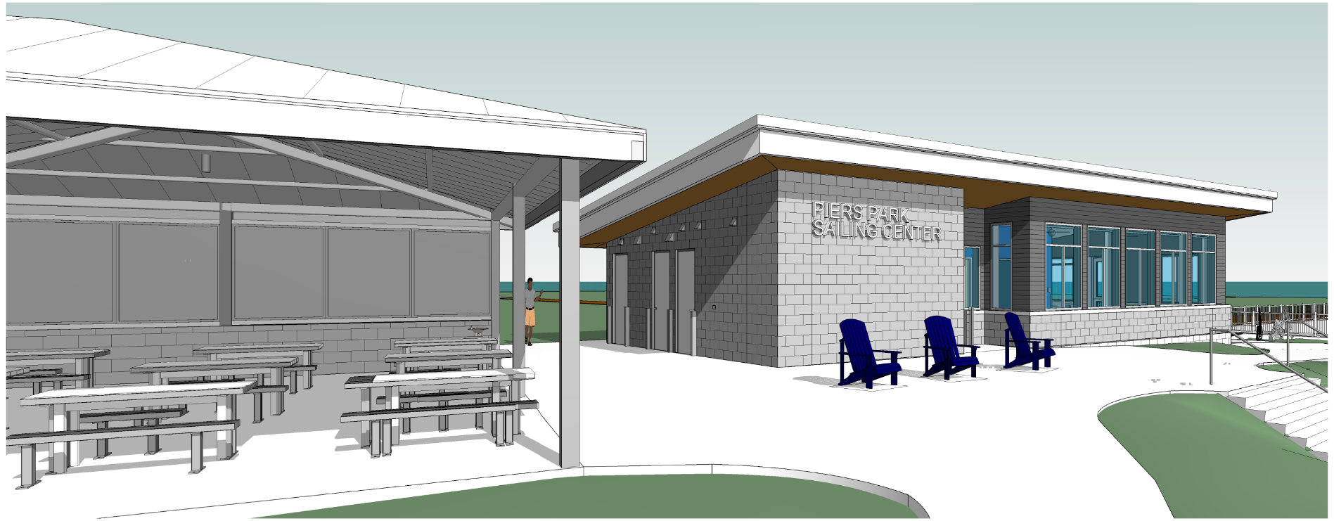 Rendering showing outdoor pavillion