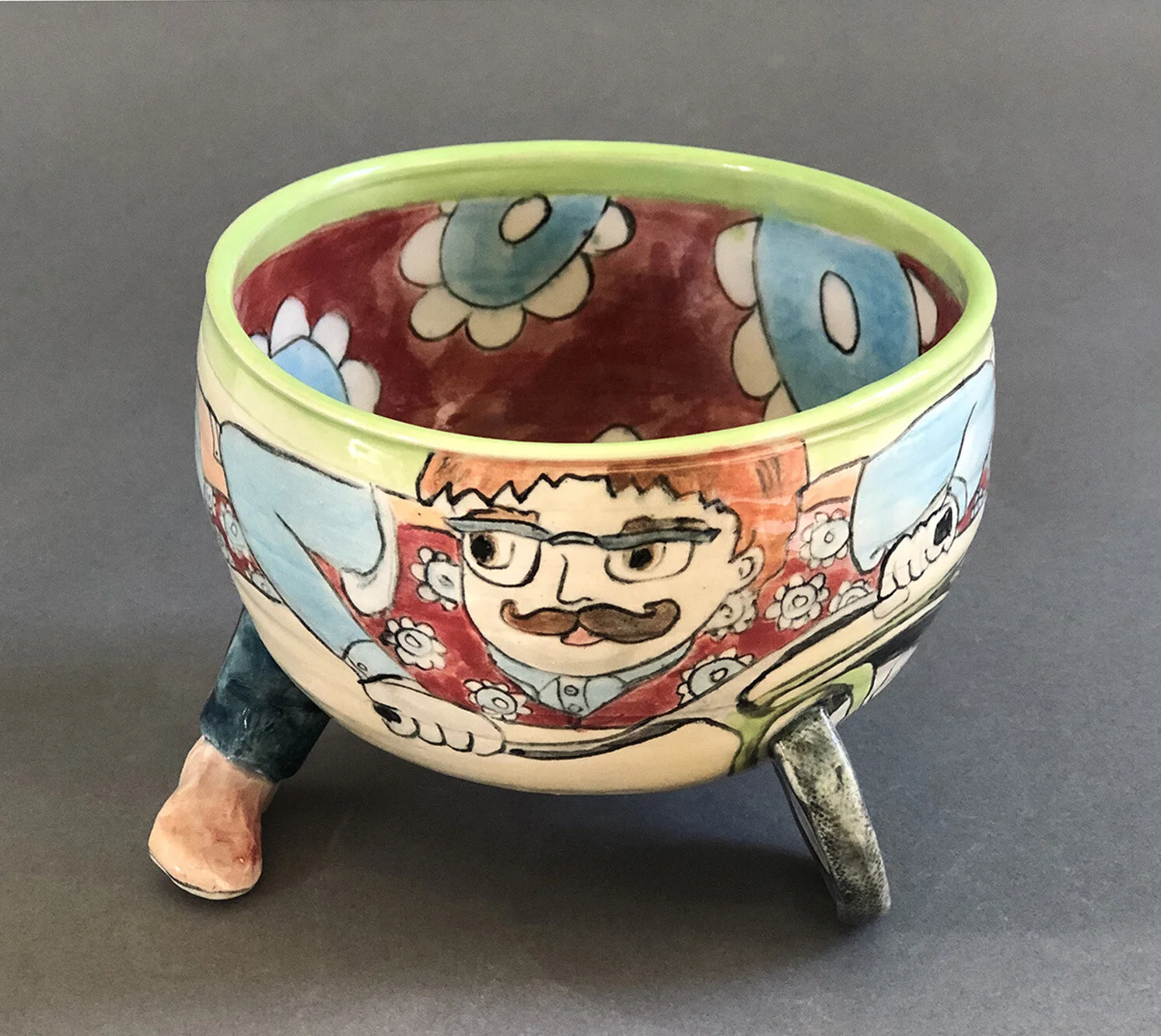 Moustachioed Bicycle Bowl SOLD 