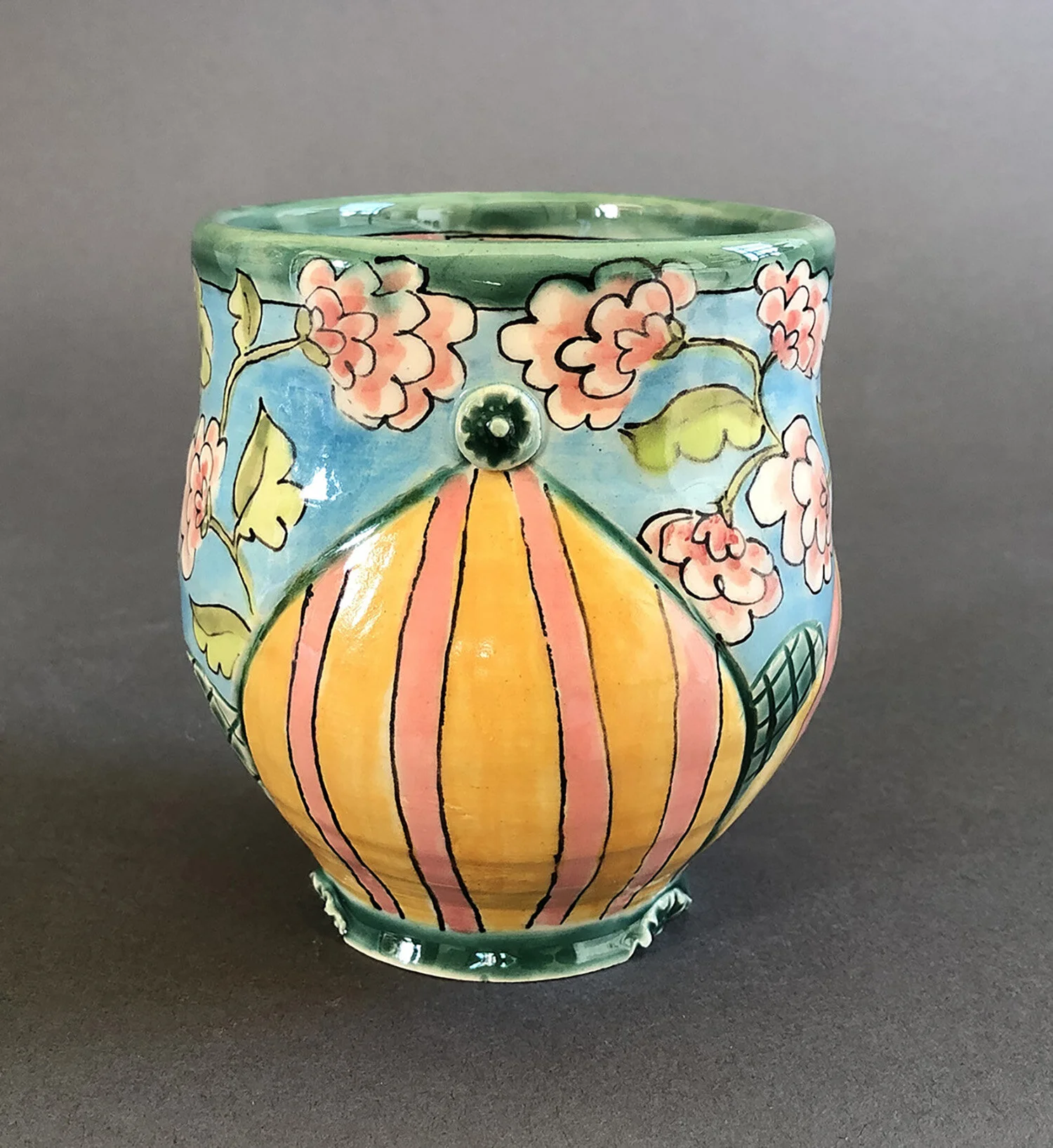   Pink and Yellow Stripes Cup  