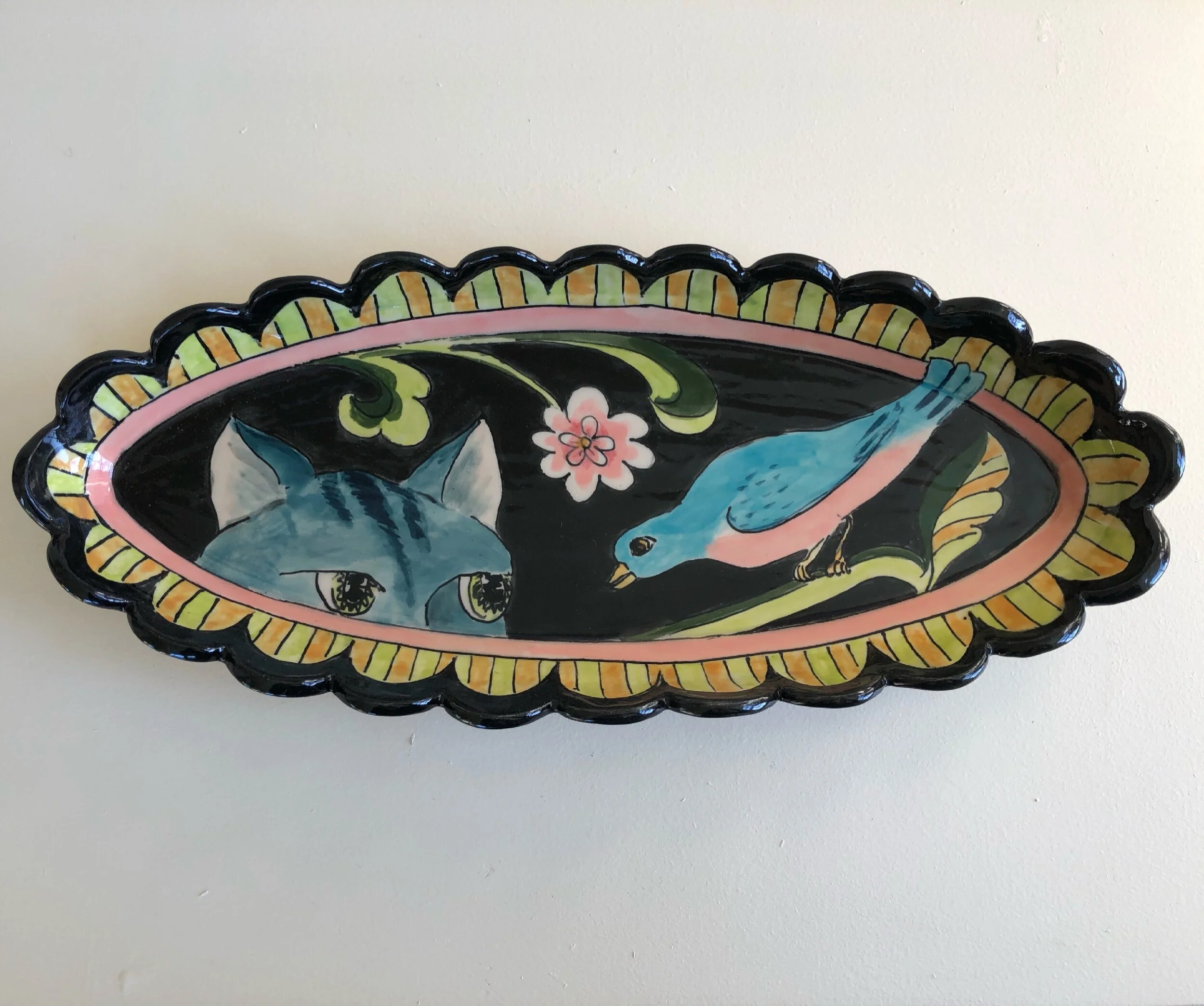 Cat and Bird Platter SOLD 