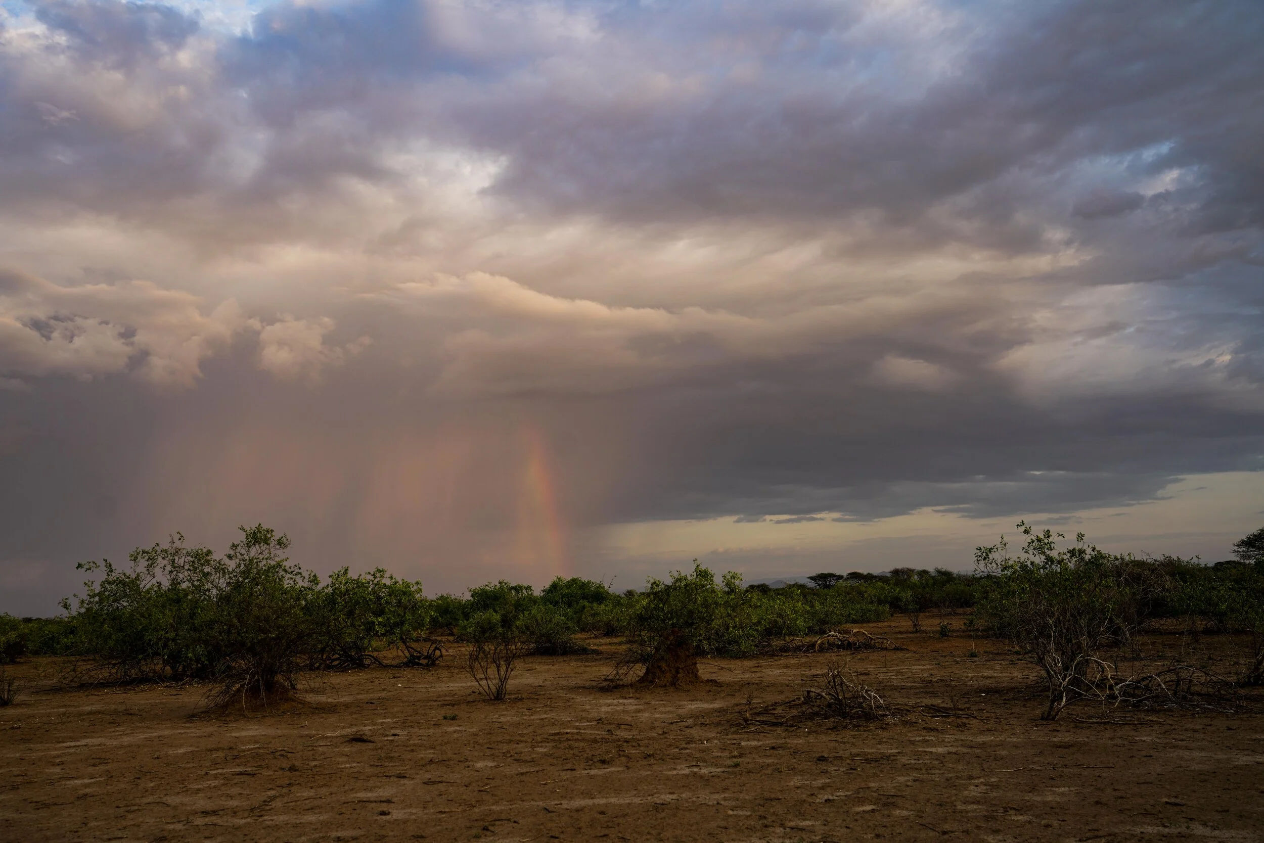  A rainbow a ways off.  Will it rain? 