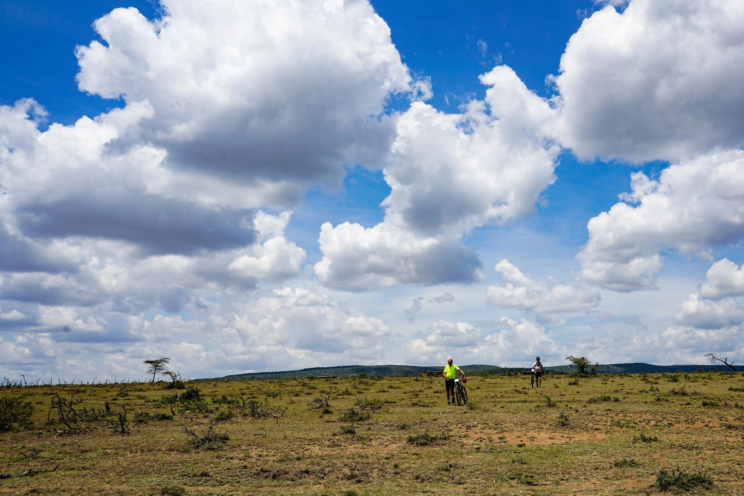  There’s lots of thorns in the scrub and we’re asked to walk our bikes the last few hundred metres in order to prevent punctures.  