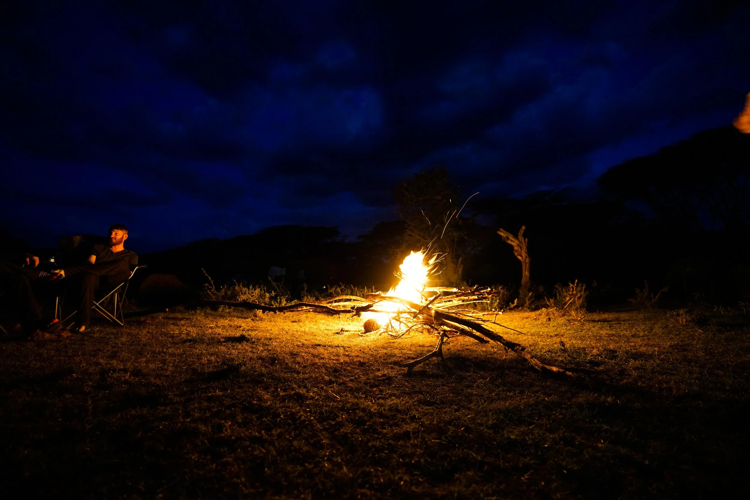  Camp food is simple and delicious.  Fresh made Kenyan sausages, beans, eggs, etc.  And always campfire.   