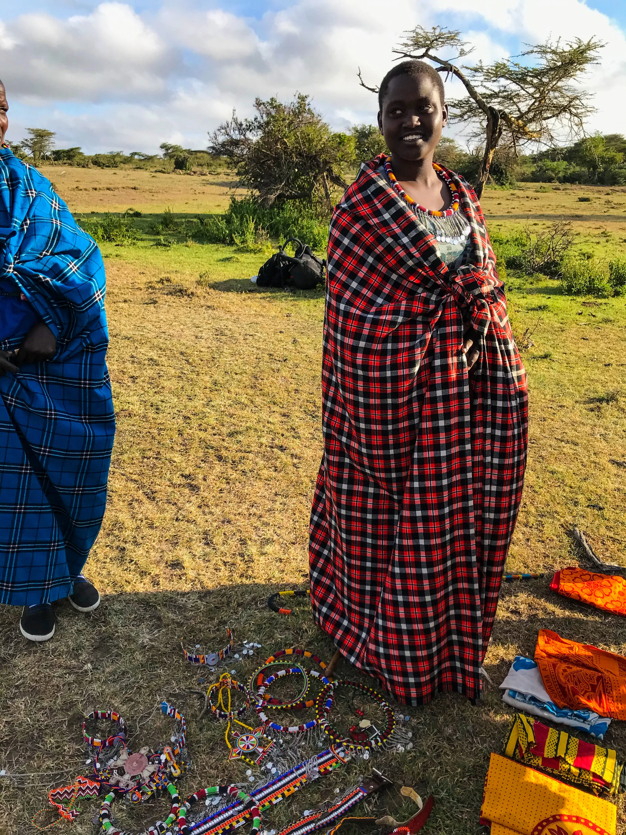  This soft spoken woman set up her art and creations a few hundred metres from our camp. She waited all afternoon, all evening, and all morning, in case one of us would be her client. She never approached us or hassled. James tells us that this isn’t