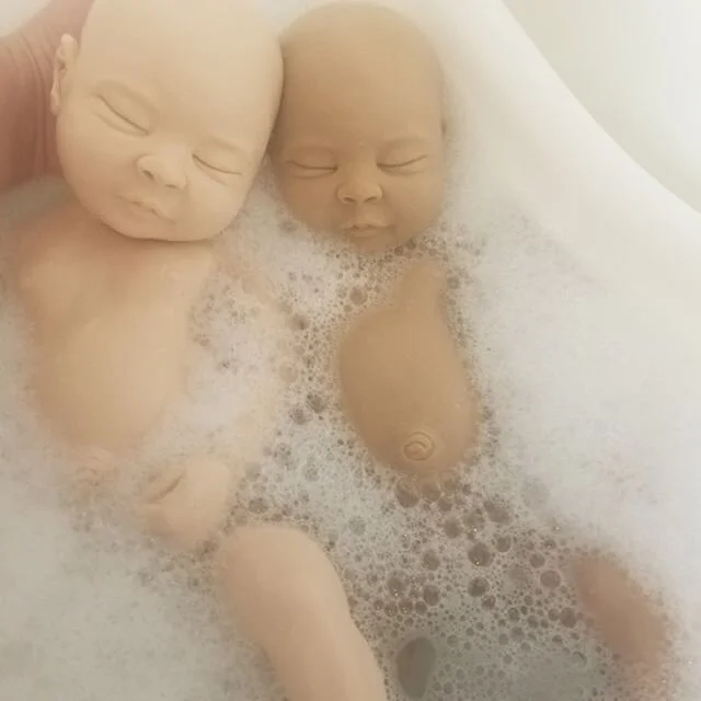 How cute do these two Emmas look in the bath? Left is the caucasian coloration and the right is the biracial coloration. They're both on their way home! &lt;3

#cmnemma #babygirl #emma #sculpting #sculpture #siliconebaby #siliconedoll #siliconedolls 
