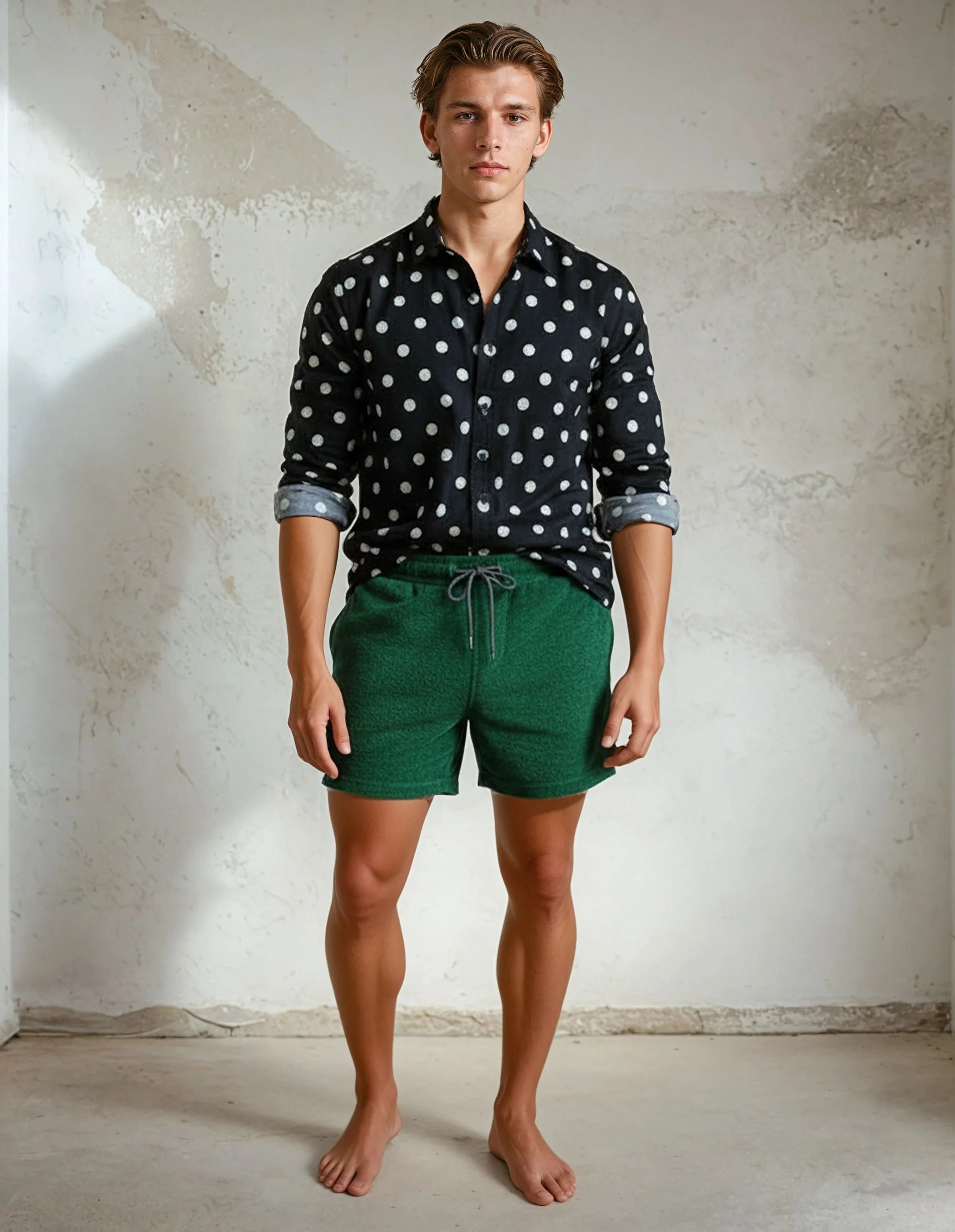 EmeraudLounge_shorts-Polka_shirt-Liam-Stucco Wall.jpeg