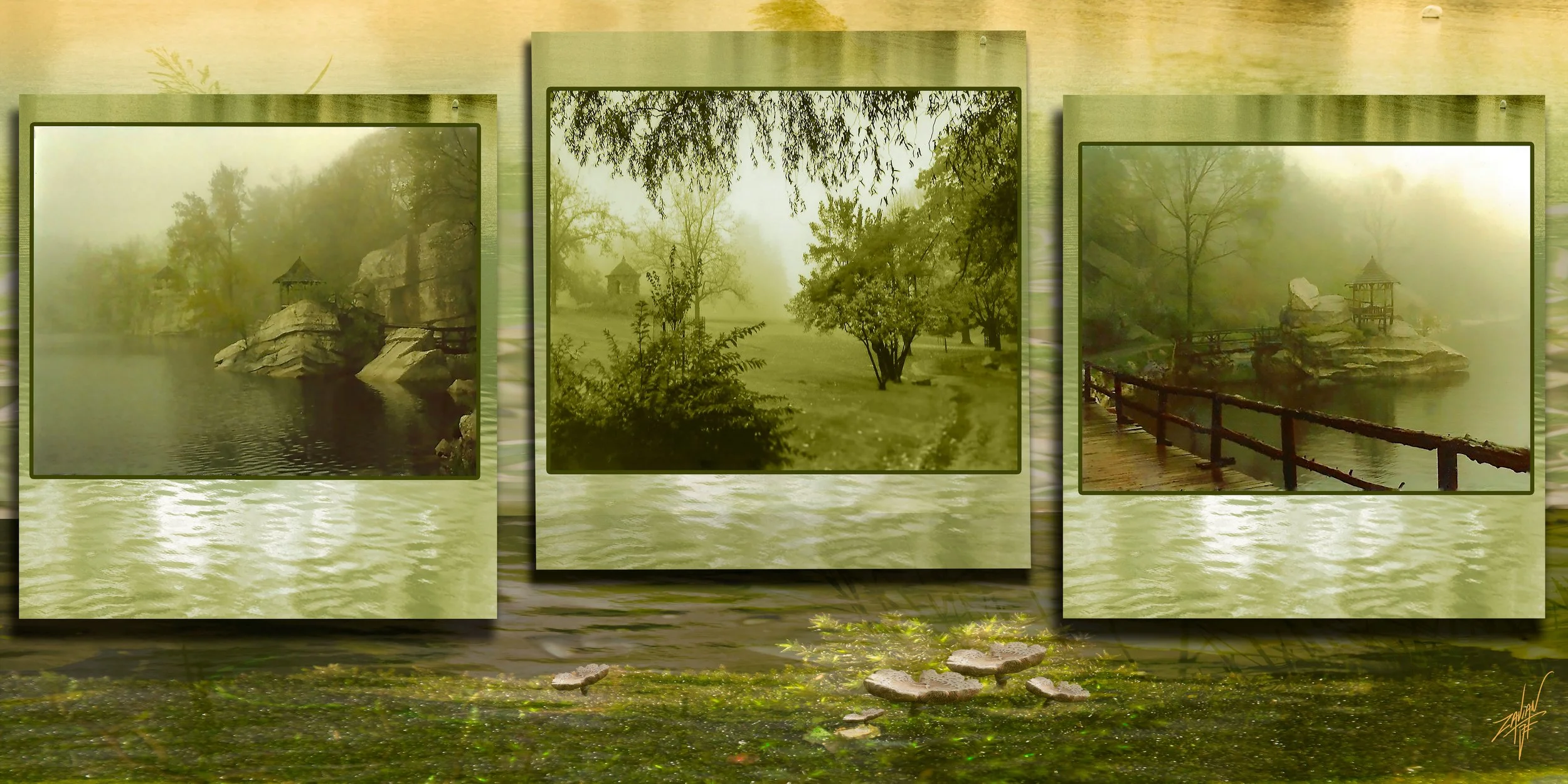 Mountain Gazebo Triptych