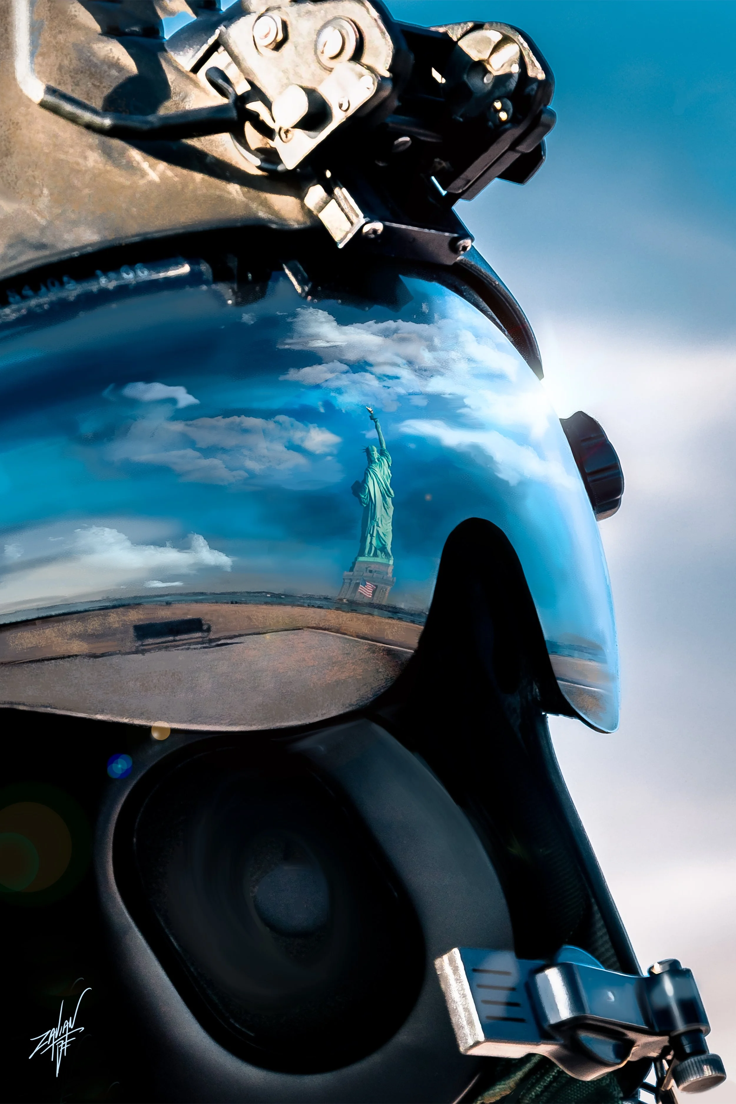 Liberty State Park "Season of Summer" Lady Liberty Reflection in Black Hawk Helmet