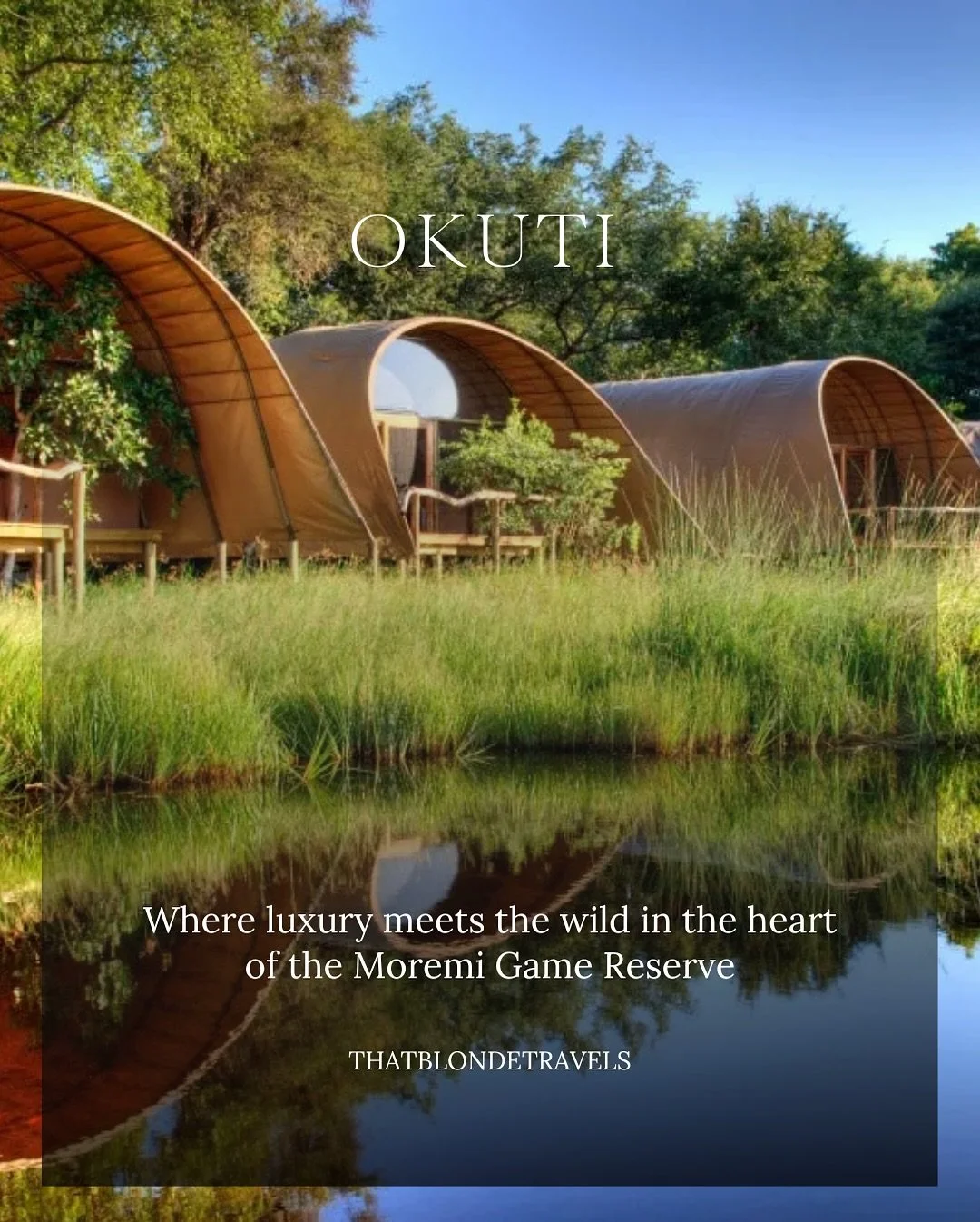 ✨ Experience Okuti Camp in Botswana&rsquo;s world famous Moremi Game Reserve ✨

🌿 Stay in unique, spacious &ldquo;Masasas&rdquo; (reed houses) overlooking the river
🚙 Go on incredible game drives with unhindered views of lions, elephants &amp; more