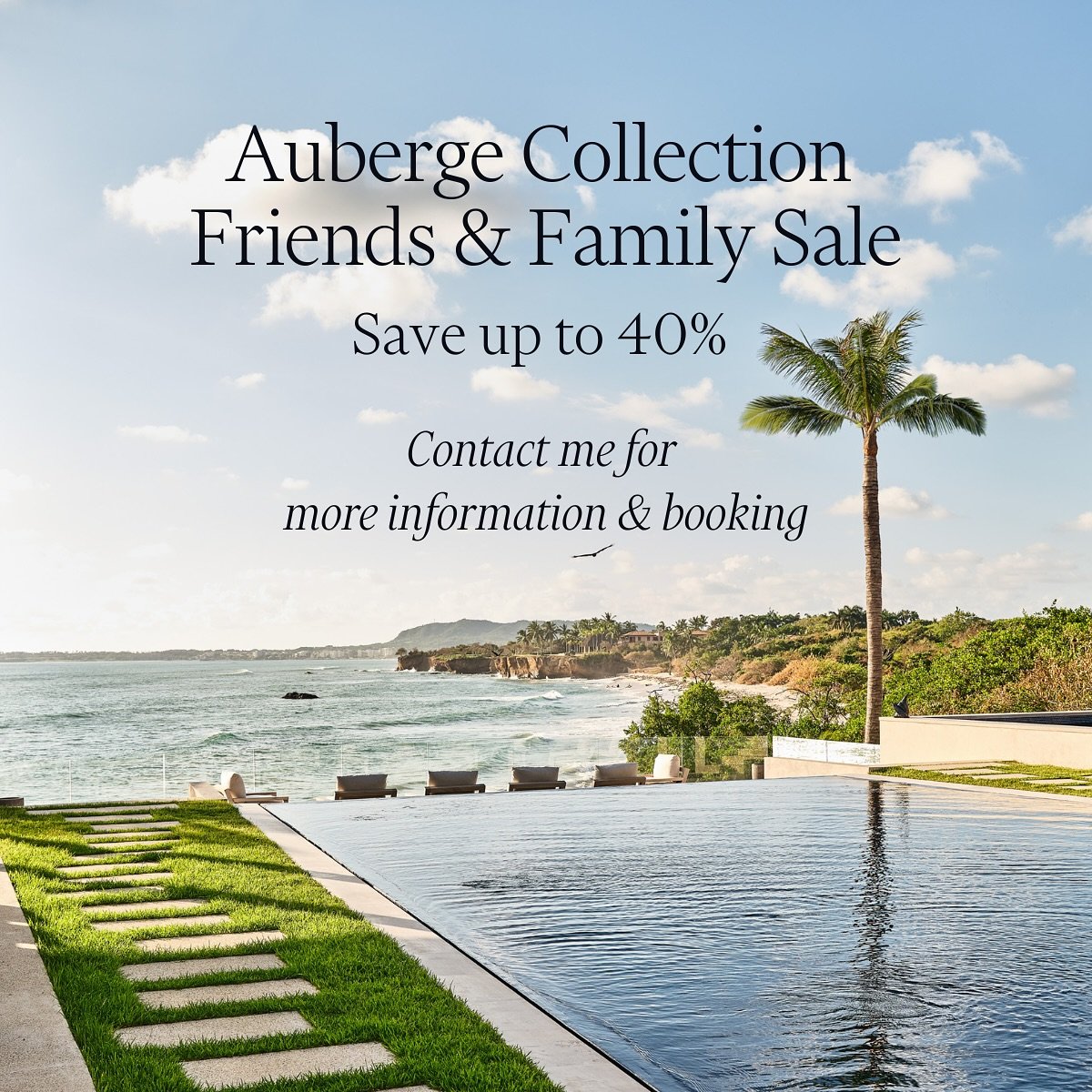 The Auberge Friends &amp; Family offer just dropped. ✨

Save up to 40% at participating @auberge Collection properties, with added perks when you book through That Blonde Travels;
&bull; Breakfast included
&bull; Resort credit
&bull; VIP status from 
