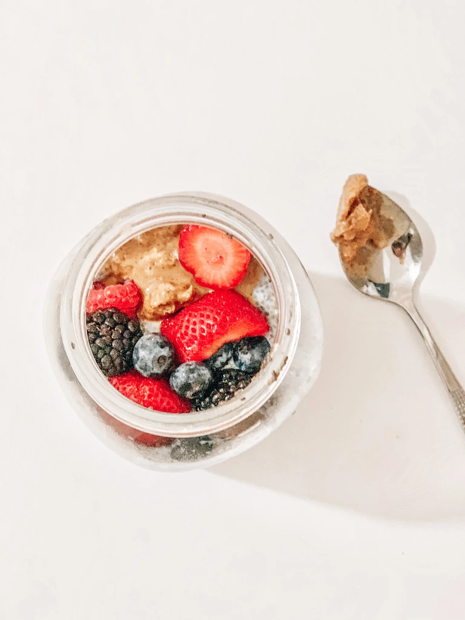 Overnight Peanut Butter and Berry Chia Seed Pudding