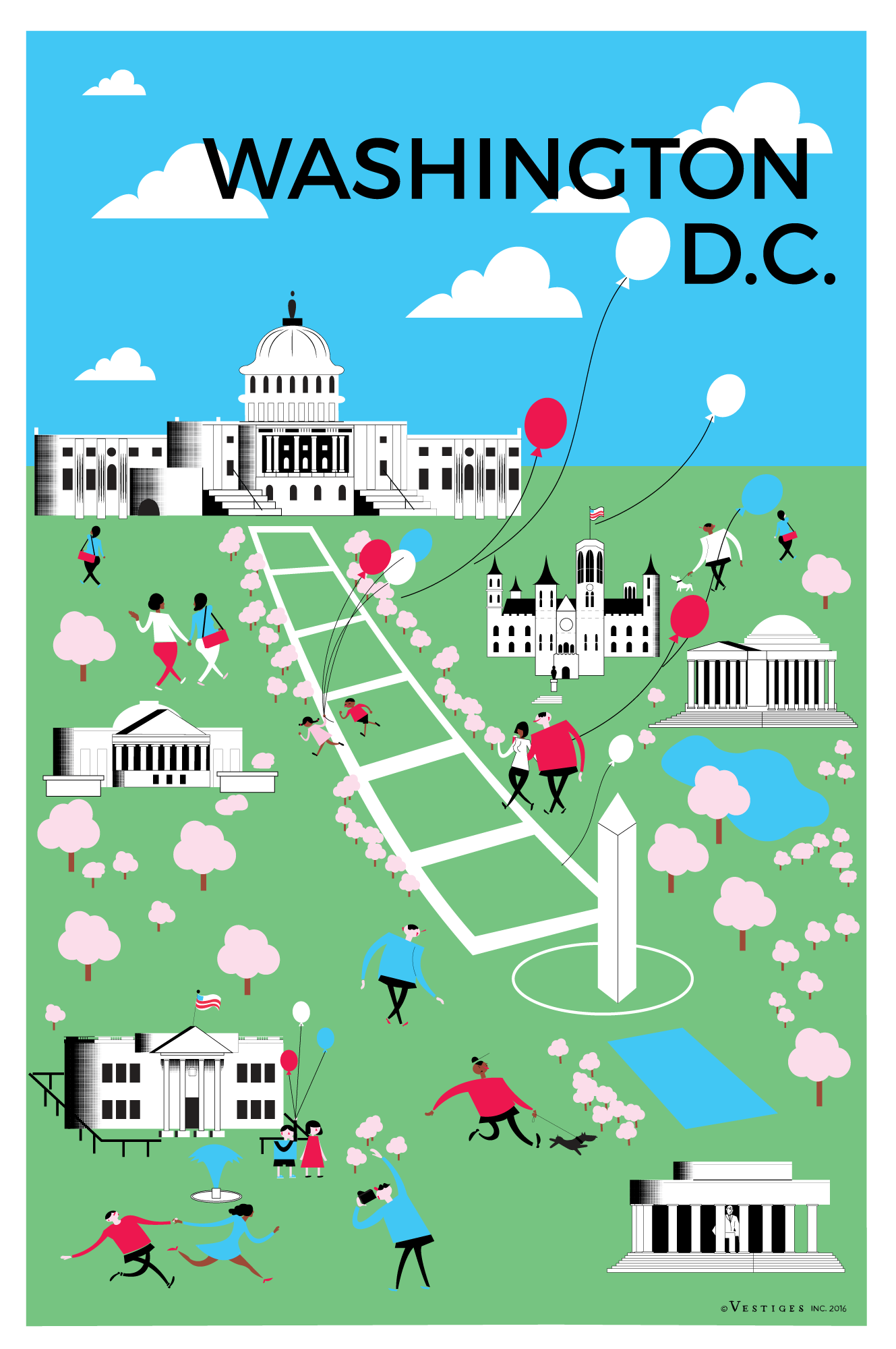 Washington DC Aerial View created by artist Nathan Motzko
