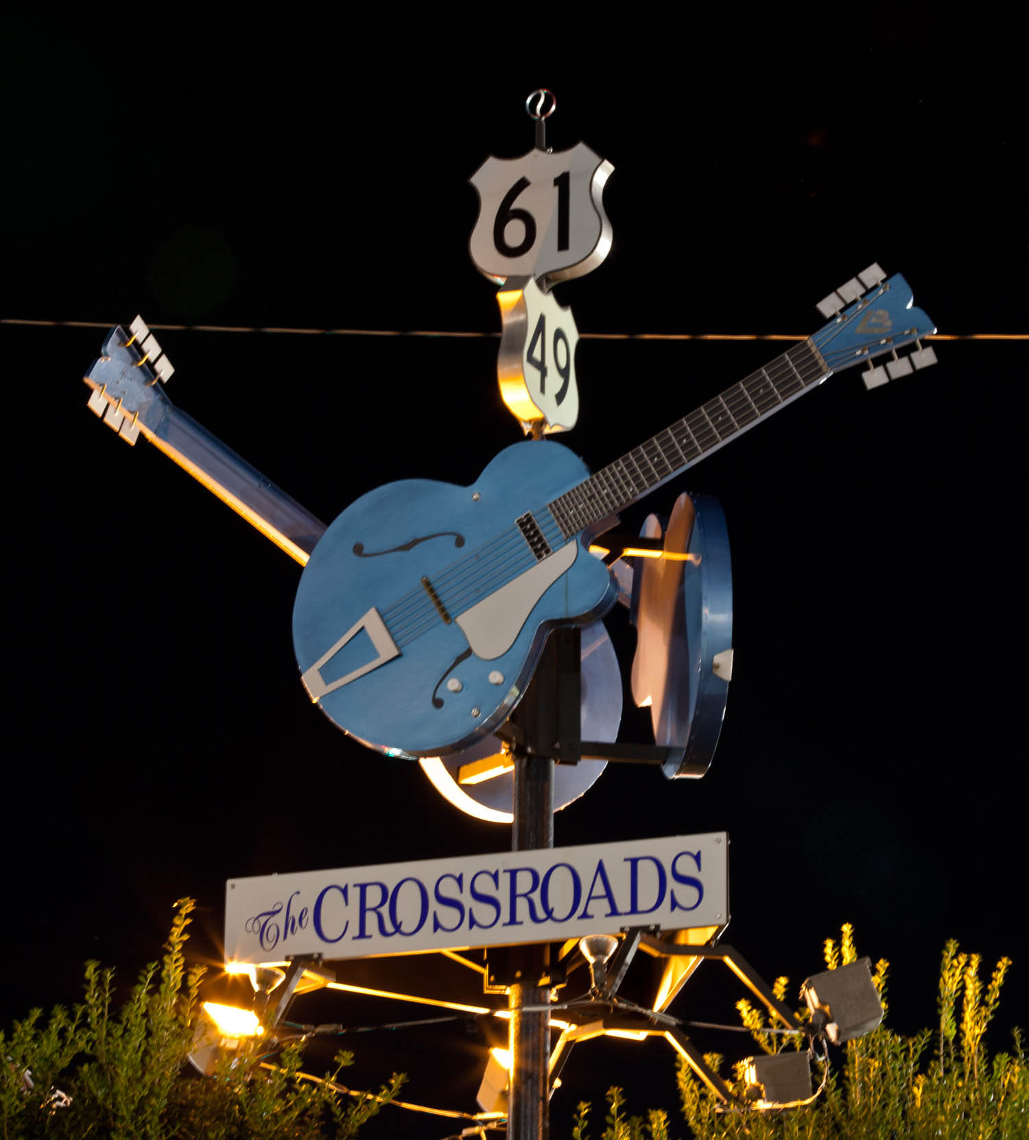 The apocryphal crossroads in Clarksdale, Mississippi, where Robert Johnson allegedly sold his soul to the devil in exchange for becoming a great guitar player and, ultimately, the most famous Delta bluesman.