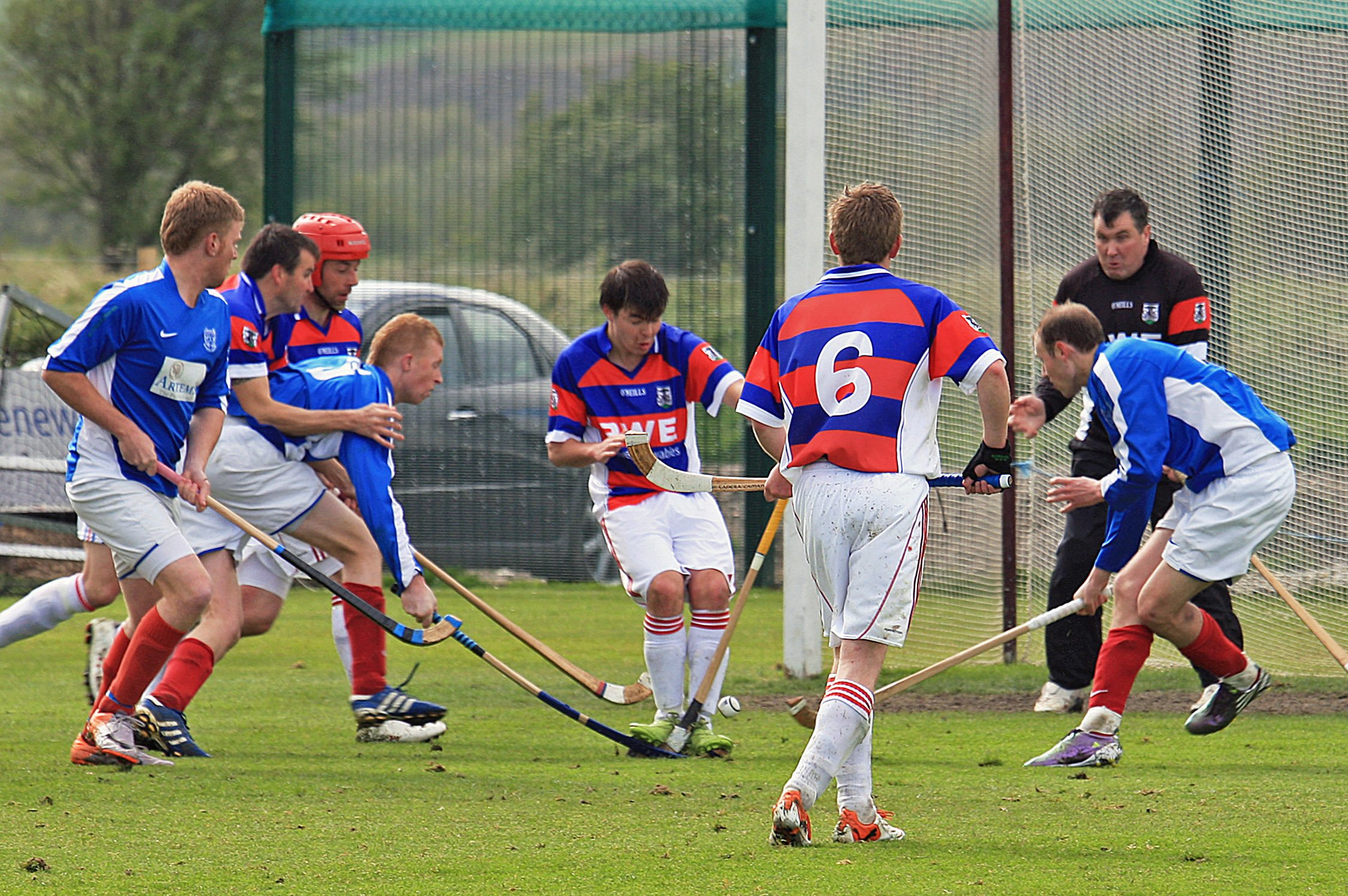 Kingussie (red and blue stripes) vs. Kyles Athletic