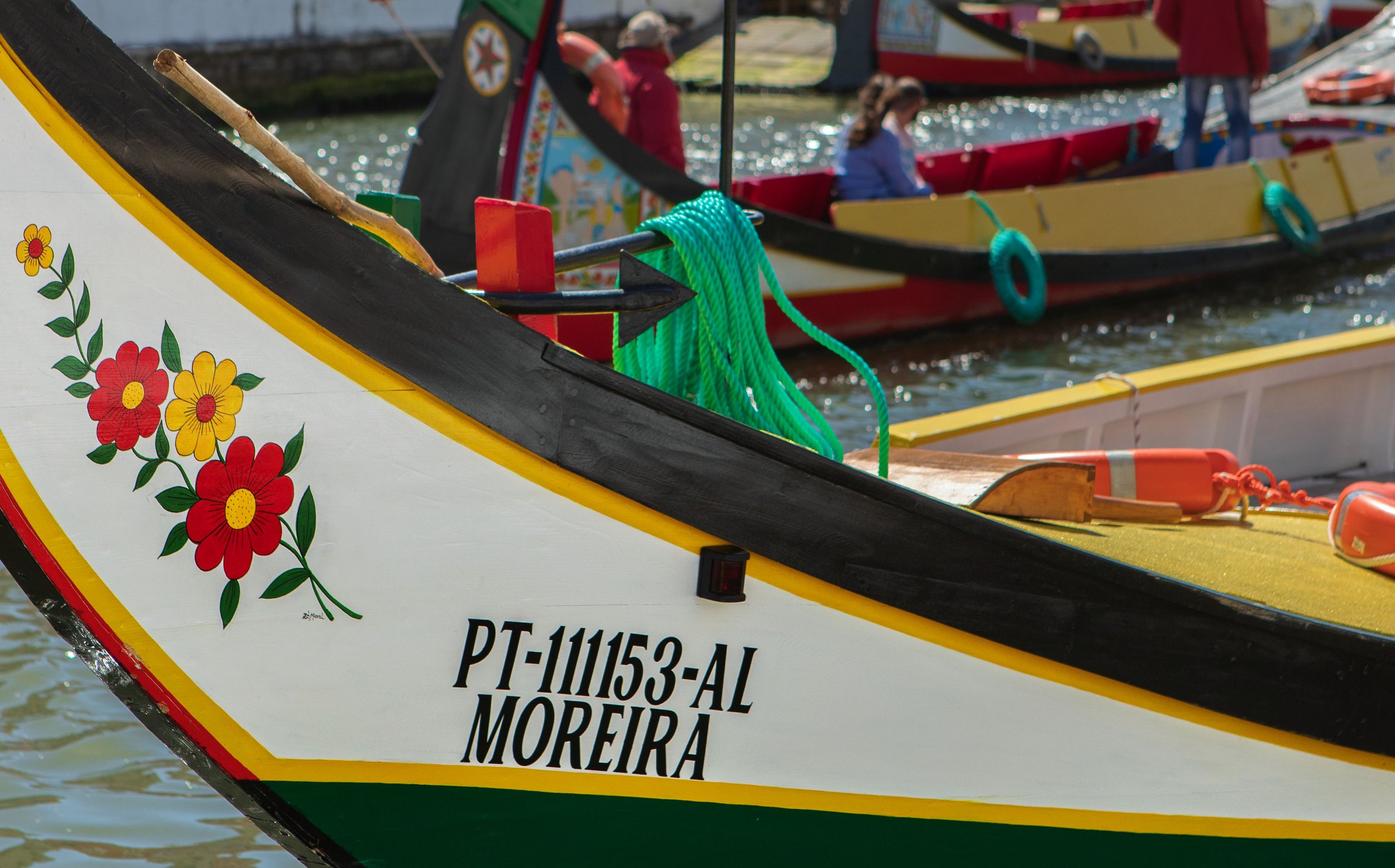 Moliceiros are brightly-painted vessels traditionally used to gather algae from the lagoon in Aveiro. Today, they’re used mainly for tourist boat trips along the city’s canals.