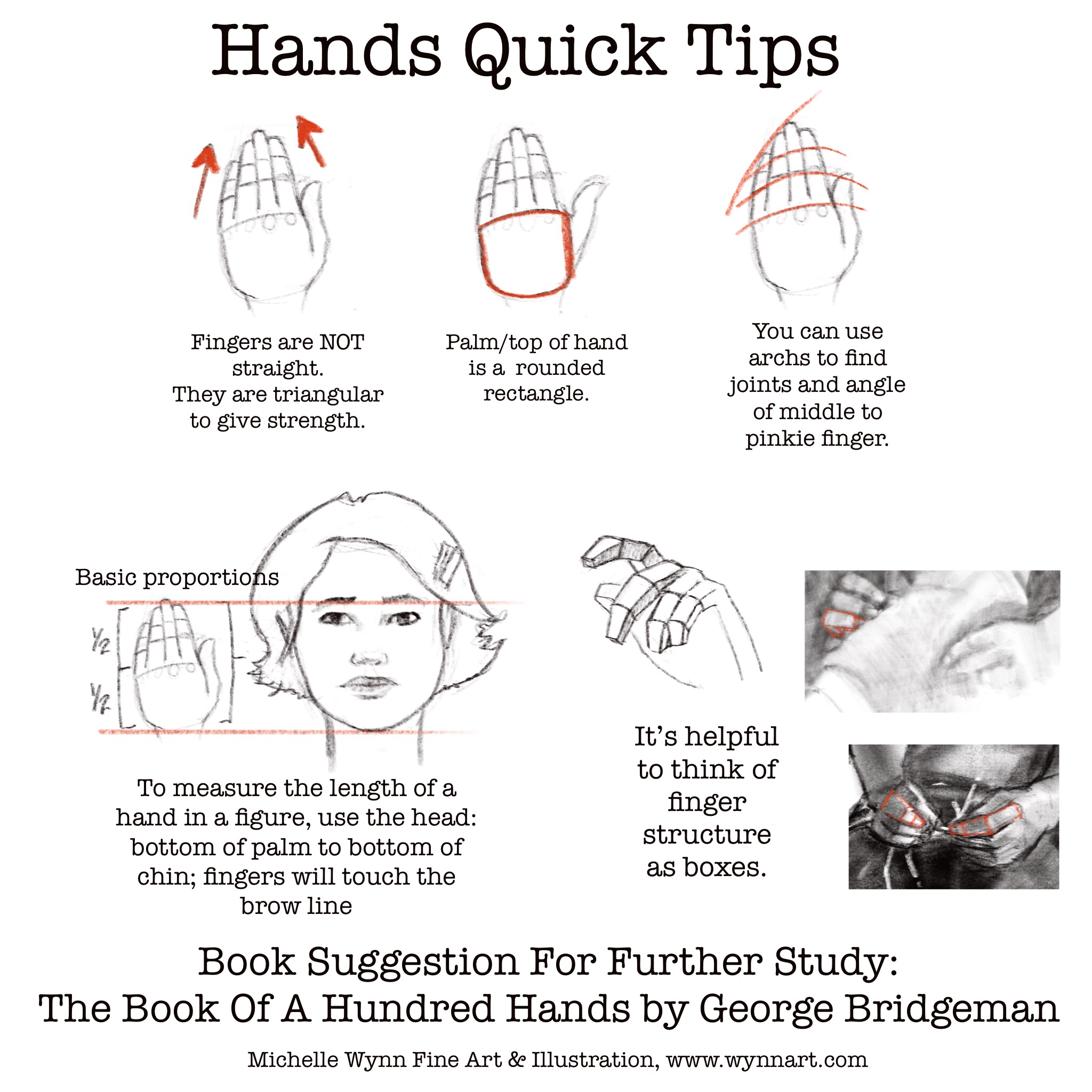 A Quick Tip Sheet For Drawing Hands.