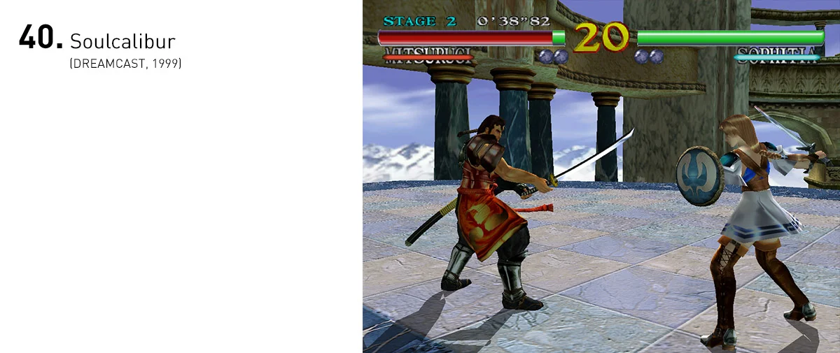 Soulcalibur era a razão para muitas pessoas quererem o Dreamcast. O detalhamento gráfico, as animações fluidas e os controles precisos tornavam os combates belas e ágeis coreografias.
