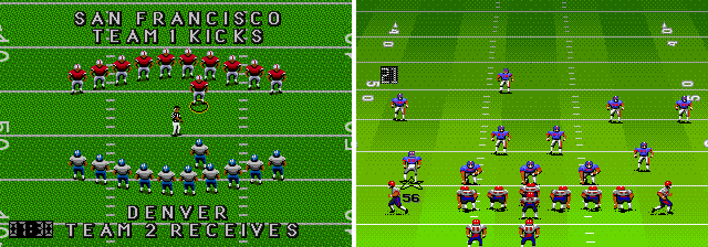 Na imagem, Joe Montana Football e John Madden Football, construídos com a mesma engine pela Electronic Arts