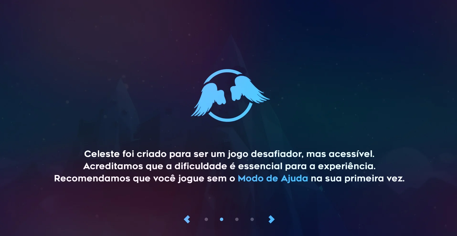 Parte da descrição do Modo Assistência de Celeste