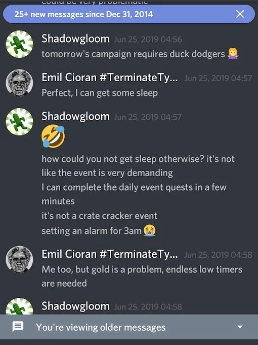 “Não é como se fosse um evento crate cracker, colocando um alarme para as 3 da manhã”, lamenta um jogador sobre um dos tipos de eventos do jogo para o qual usou alarmes.