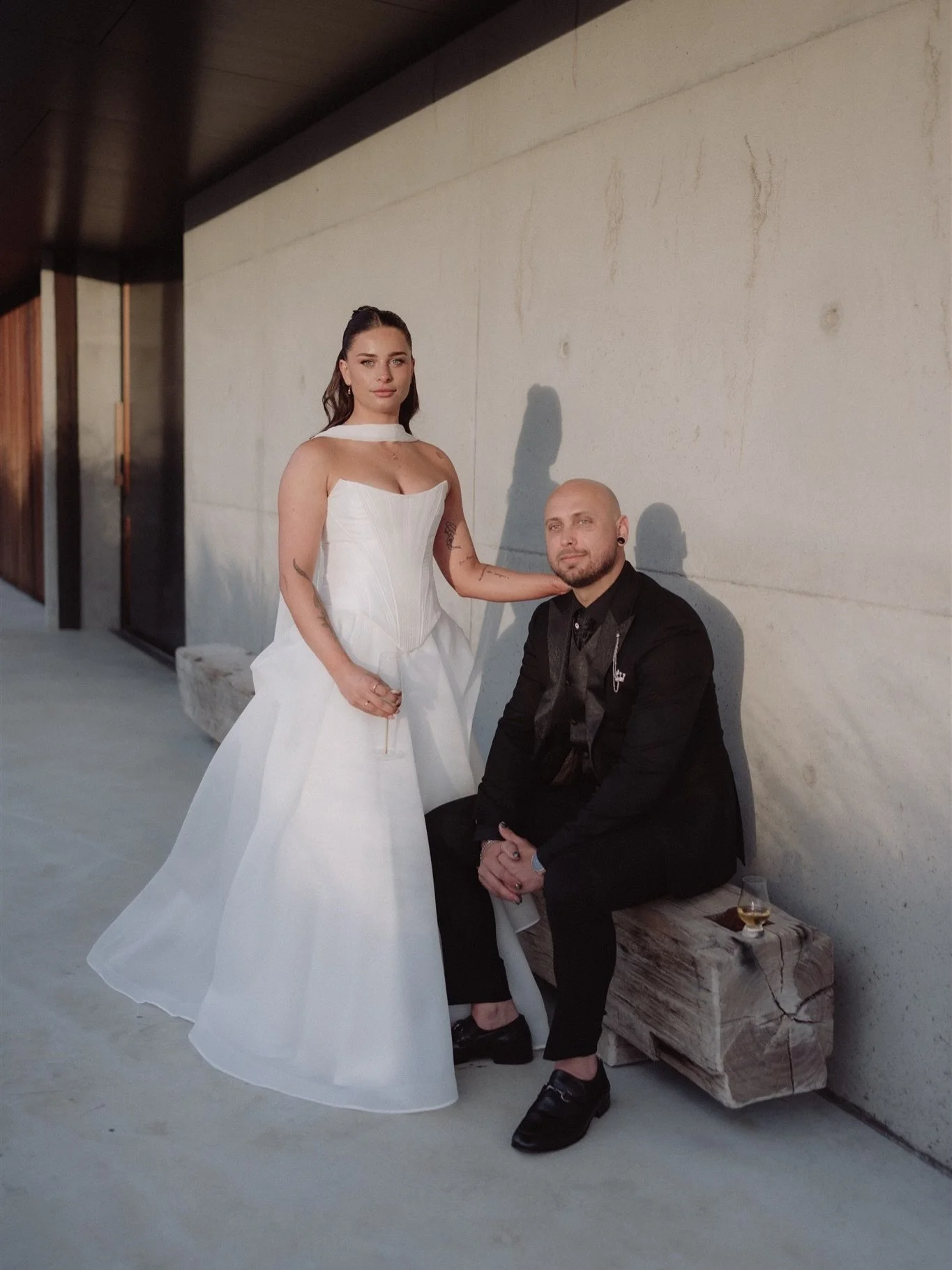 Cassidy + Jarrad 🖤 a secret elopement on the outskirts

Photographer - @jon.gazzignato 
Venue - @thepoint.tasmania 
Planner/stylist - @artaud_and_co 
Celebrant - @emmarose.weddings 
Catering - @sabre_catering_events 
Dress - @saintbridal 
Content - 