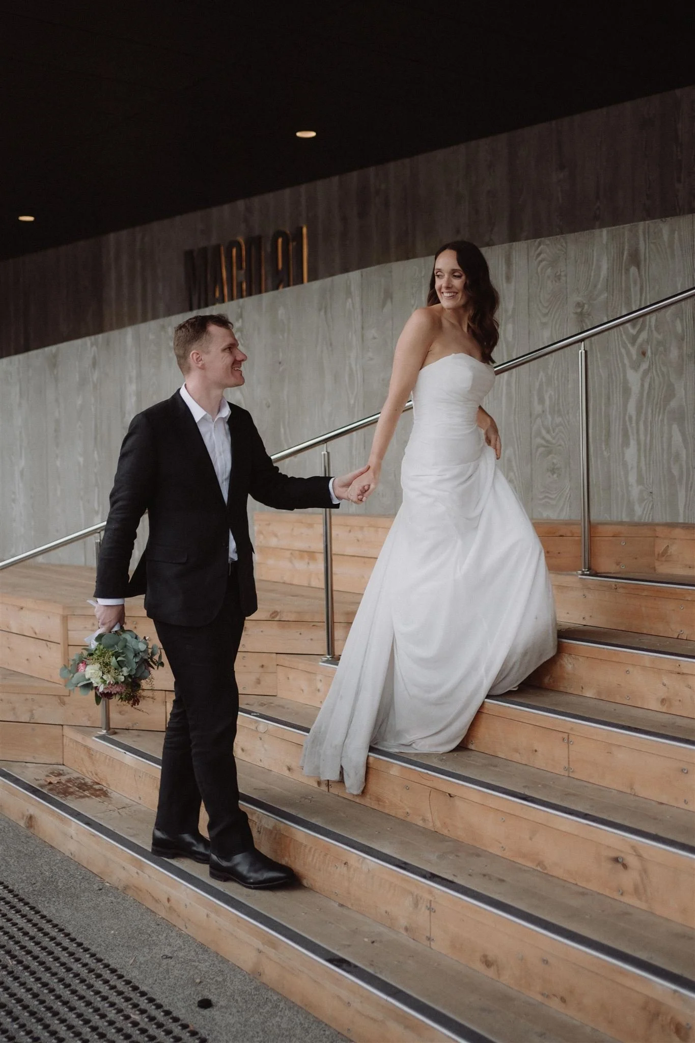 wedding photo on the hobart waterfront