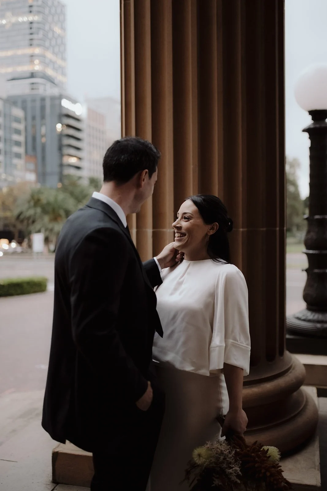 bride and groom at the state library of new south wales