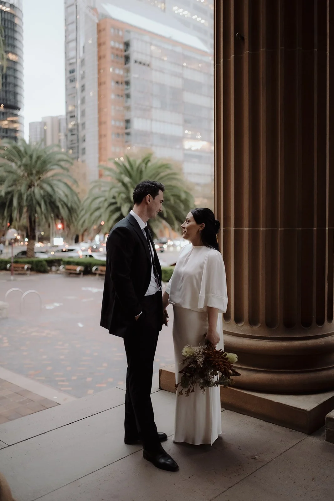 bride and groom at the state library of new south wales