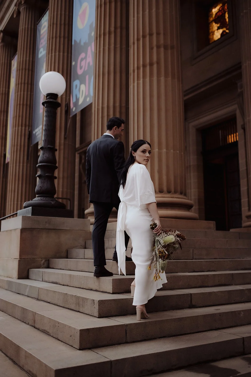 bride and groom at the state library of new south wales