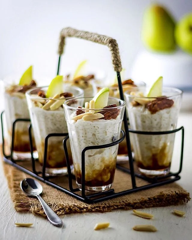 Pear and Pecan Kheer (Spiced Rice Pudding with Fresh Pears and Candied Pecans)