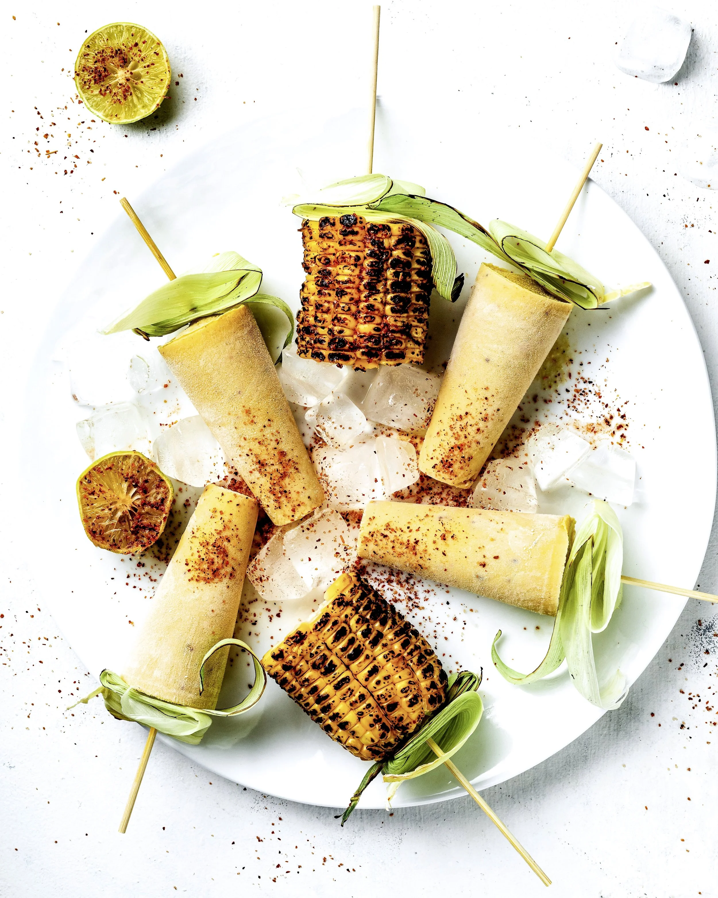 Roasted Corn, Chilli and Lime Popsicles