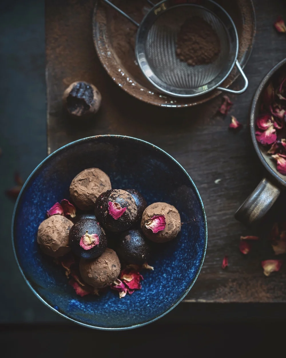 Choco-Walnut Bliss Balls with Rose Water and Cardamom