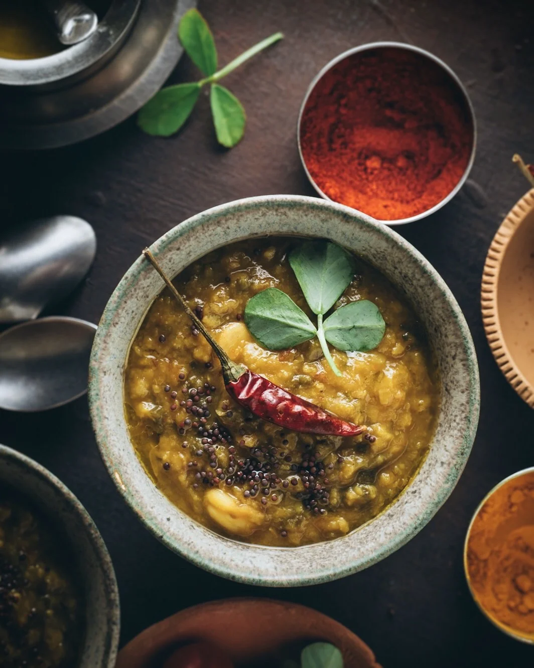 South Indian Style Lentils with Fresh Fenugreek (Methi Dal)