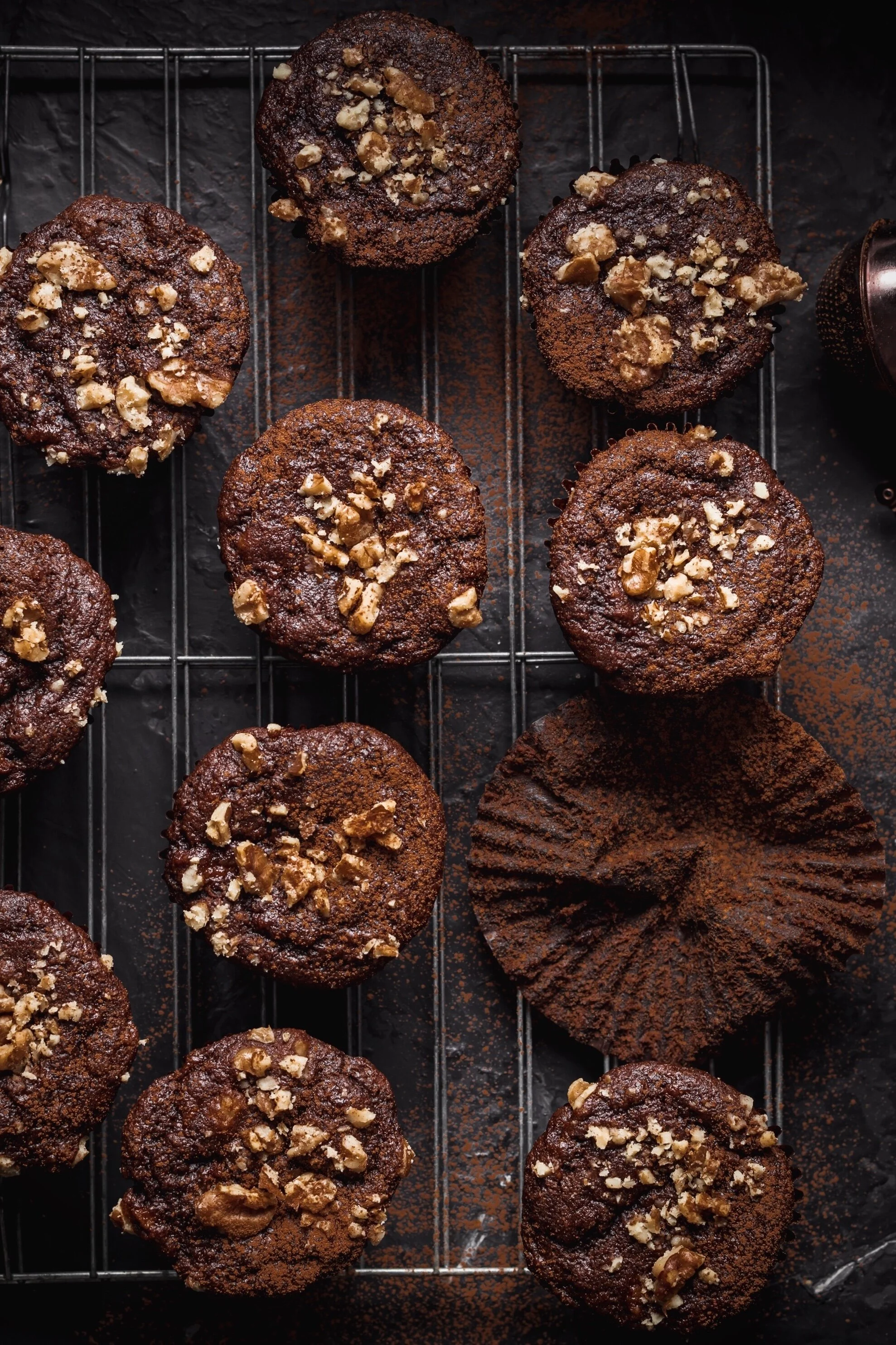 One Bowl Chocolate Banana Nut Muffins