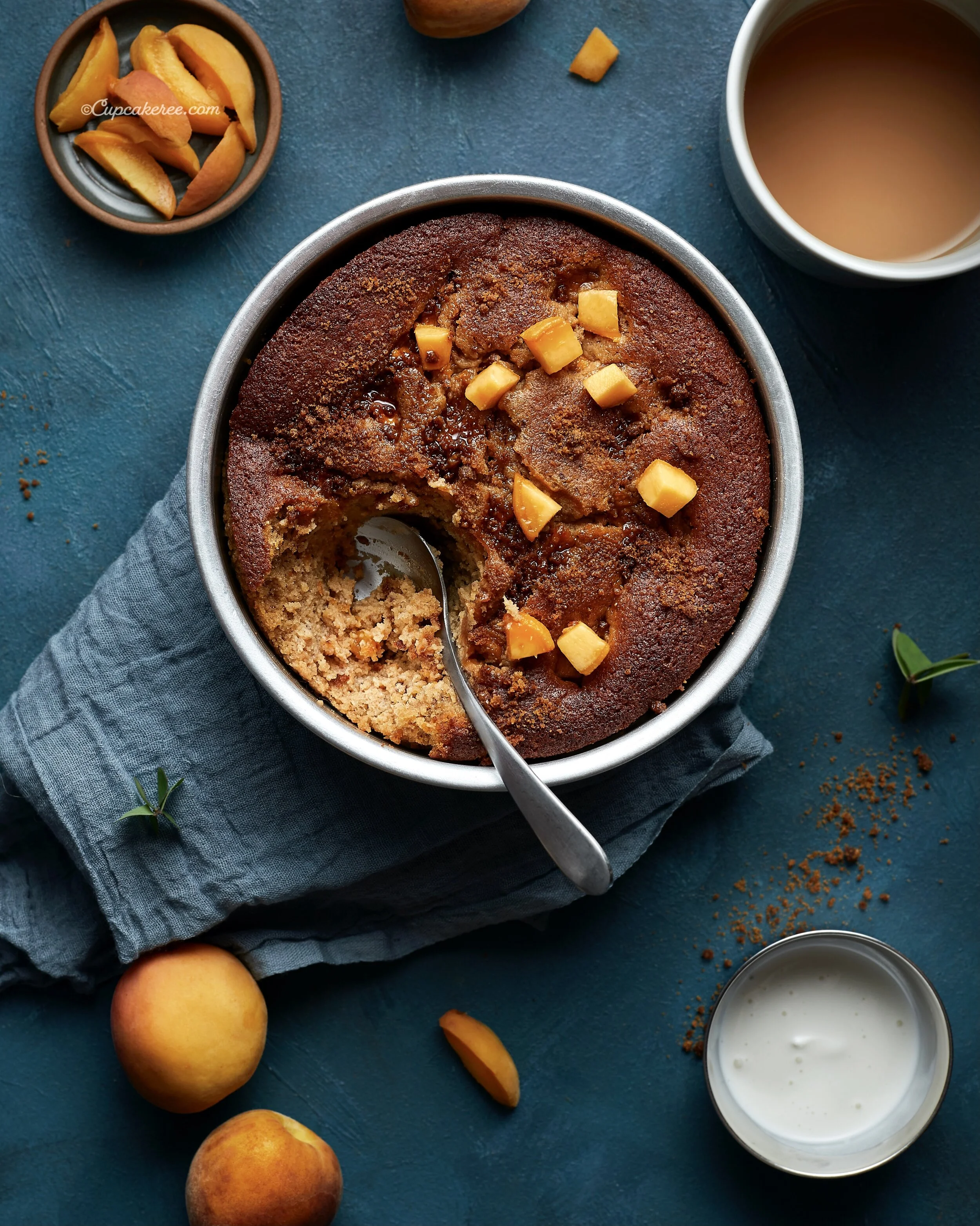 Peach Pudding Cake (Gluten-free, Refined Sugar-free)