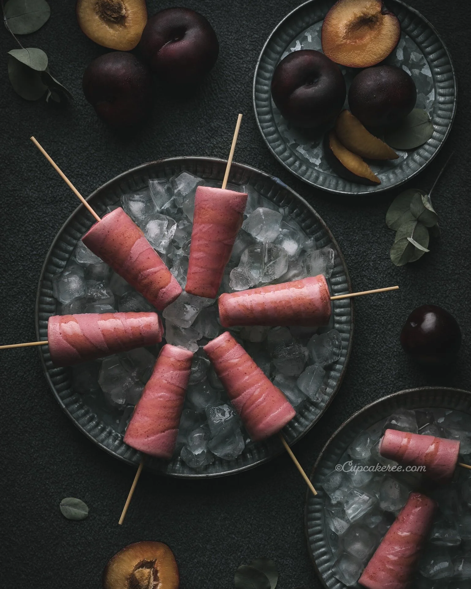Roasted Plum, Cardamom and Honey Popsicles (Refined Sugar-free)
