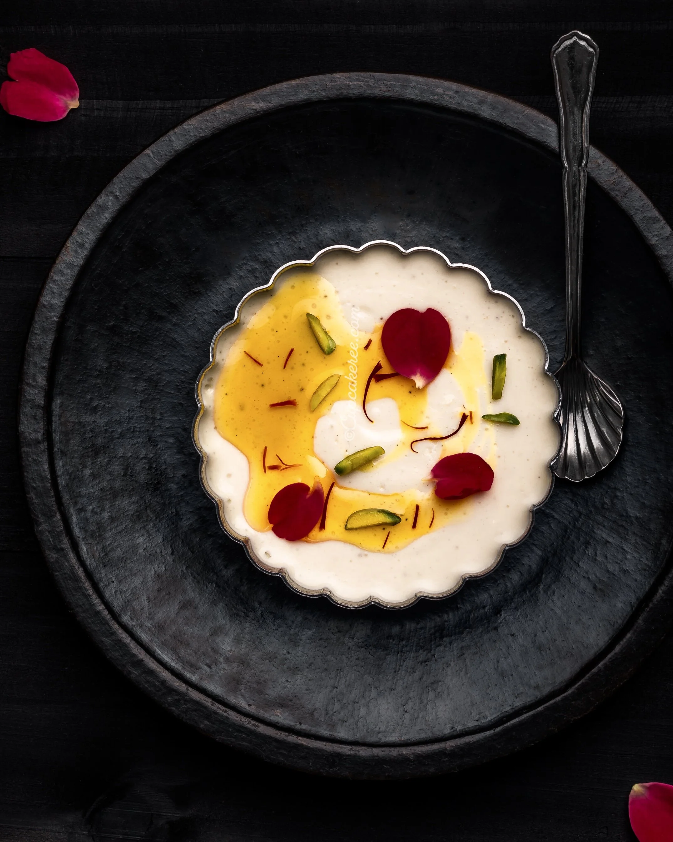 Shrikhand Panna Cotta with Saffron Honey Syrup (Gluten-free)