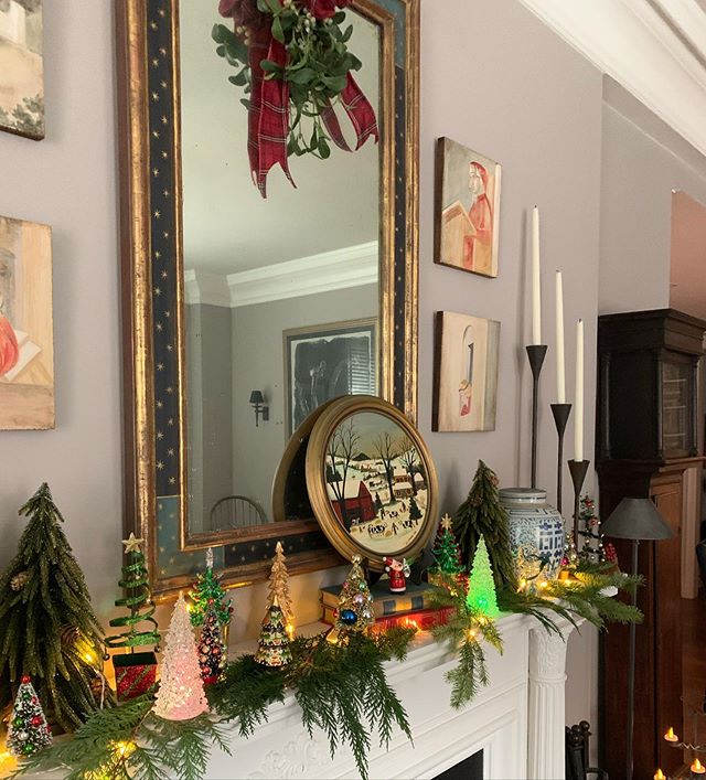 A Christmas Tree Collection grouped together on a mantle for optimal impact.  As stated in an earlier posting, 3 or more of a similar item is a collection.
#miniturechristmastree #holidaydecor #mantledecor #collections