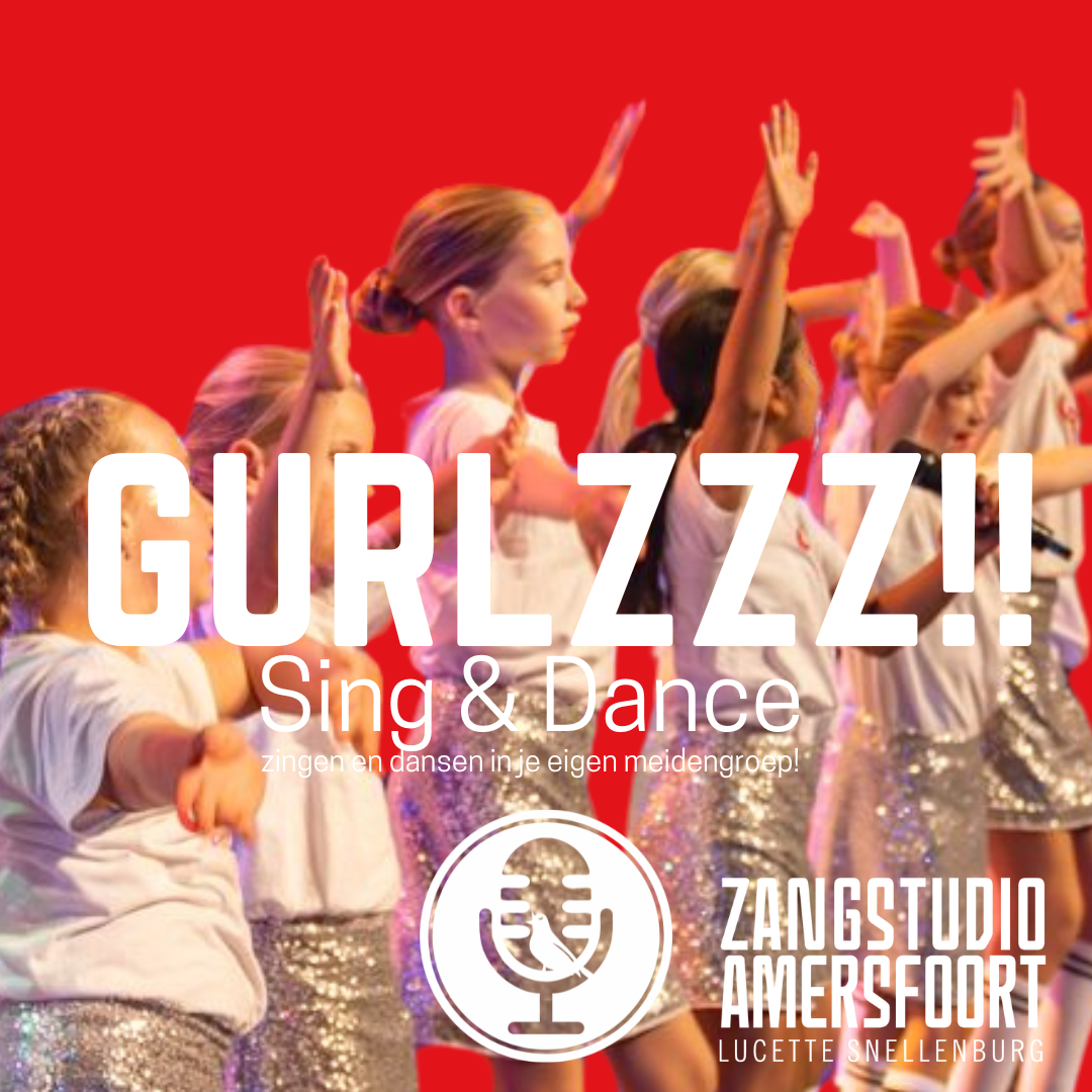 De meiden van Gurlzzz!! Sing & Dance treden op tijdens een leerlingenconcert van Zangstudio Amersfoort