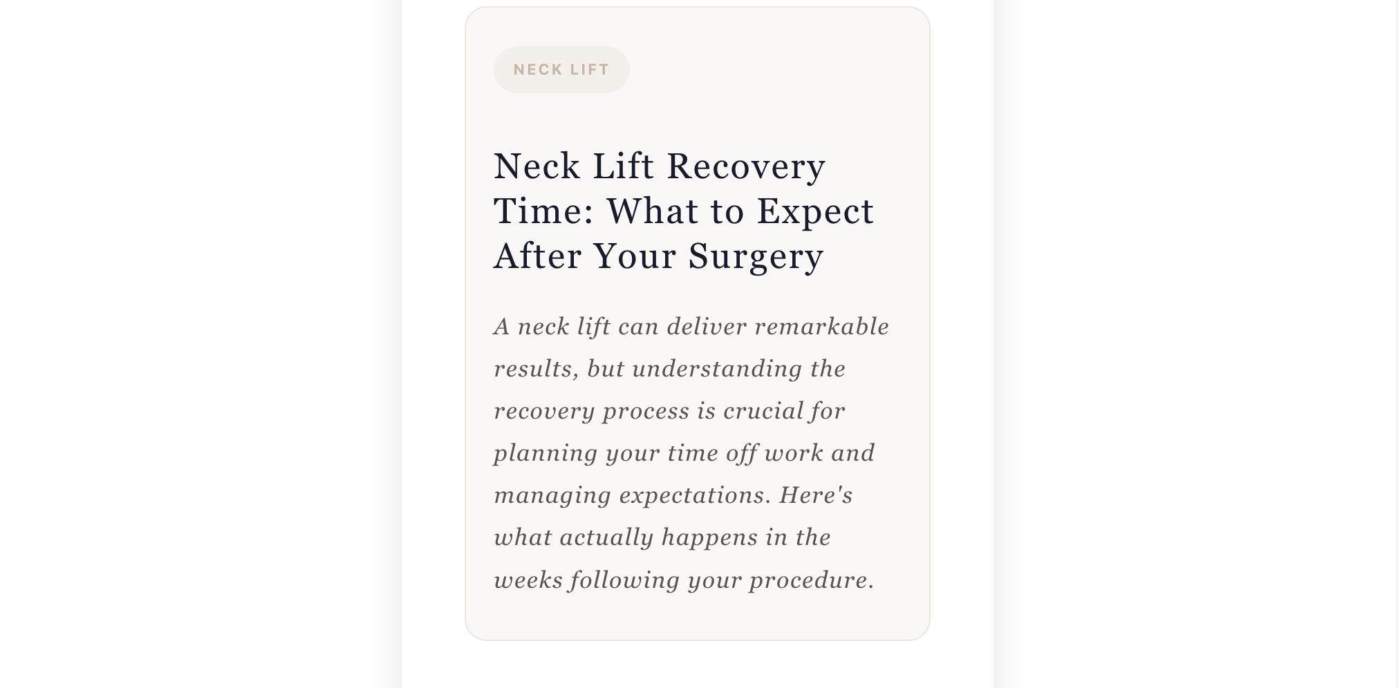 Neck Lift Recovery Time: What to Expect After Your Surgery